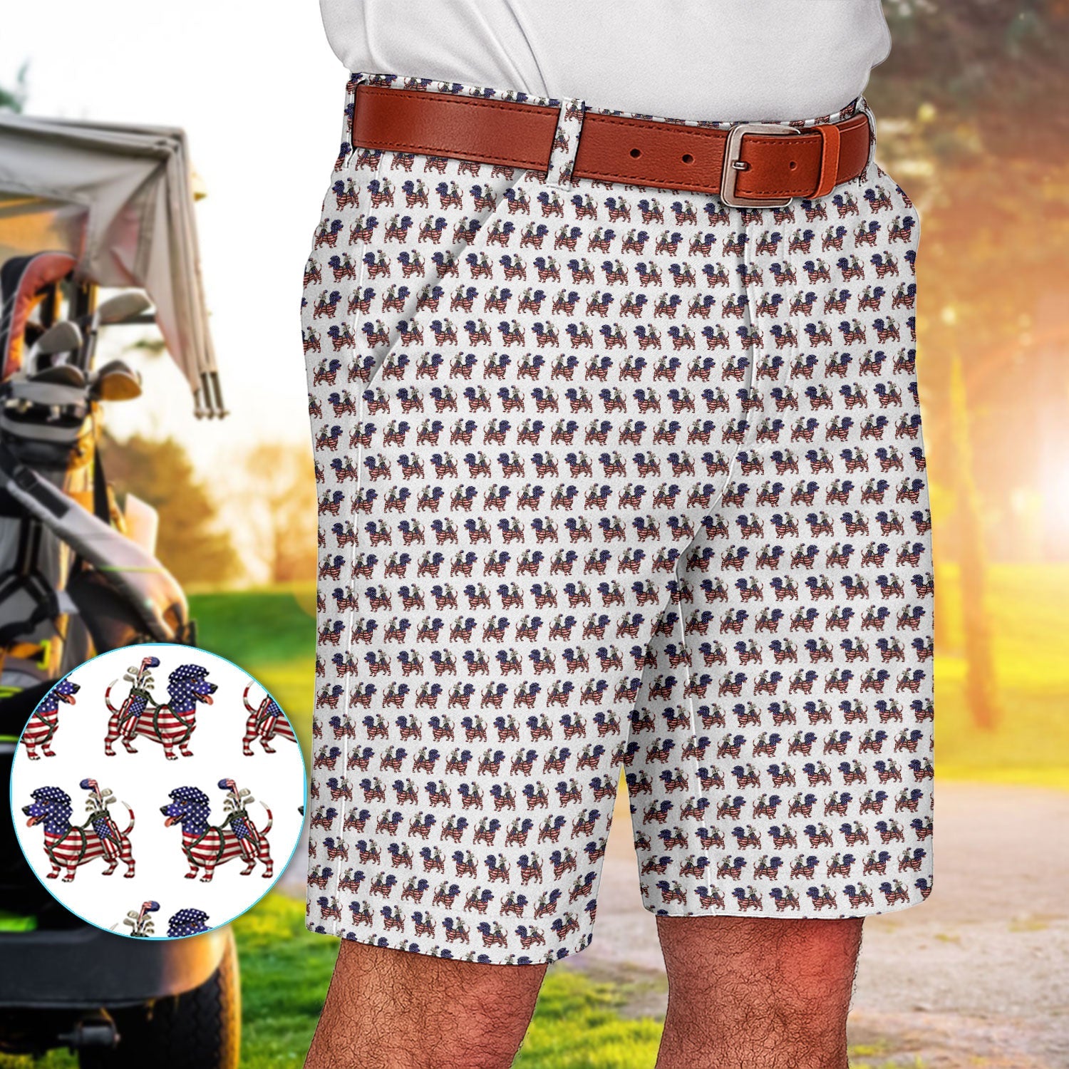 Patriotic Dachshund Golf Set, USA Flag Wiener Dog Pattern Golf Set, Crazy Golf Gift For Golfer