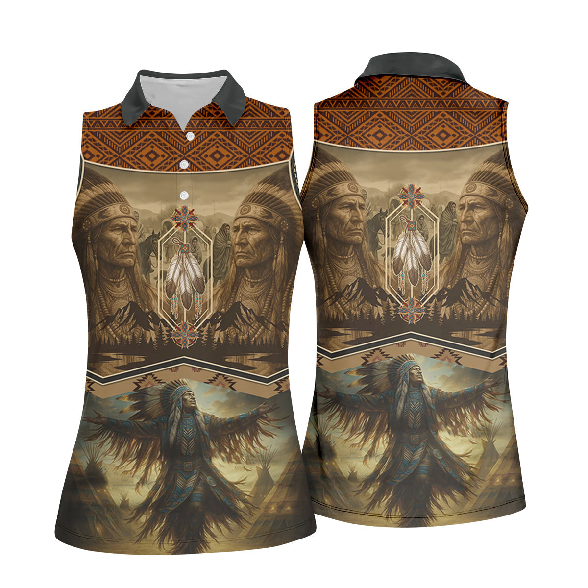 Spirit of the Ancestors Women's Golf Tops, Native American Ancestry Ladies Golf Polos, Indigenous Peoples Month