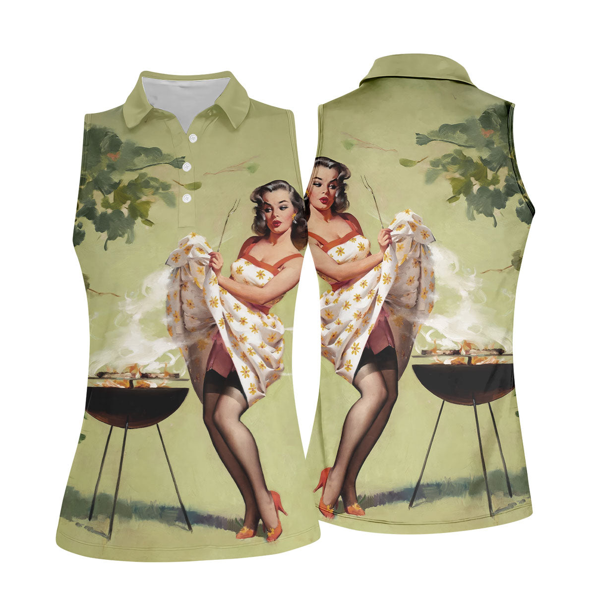 Hot Beauty Fun Women's Golf Shirts, Retro Golf Shirt, Golf Shirt For Women, Ladies Golf Shirts