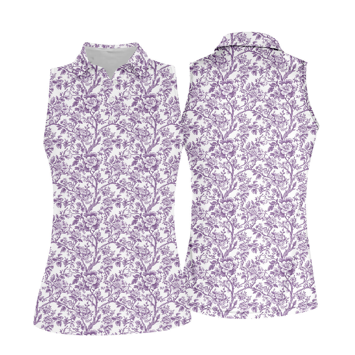 Toile De Jouy Purple Golf Shirt, Women's Golf Tops, Ladies Golf Shirts, Golf Gift For Ladies, Golf Shirt For Women