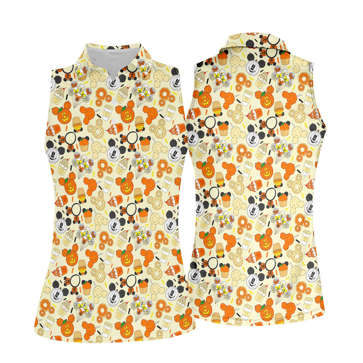 Cute Halloween Pattern Ladies Golf Polos, Sweet Spooky Women's Golf Tops, Halloween Golf Shirt
