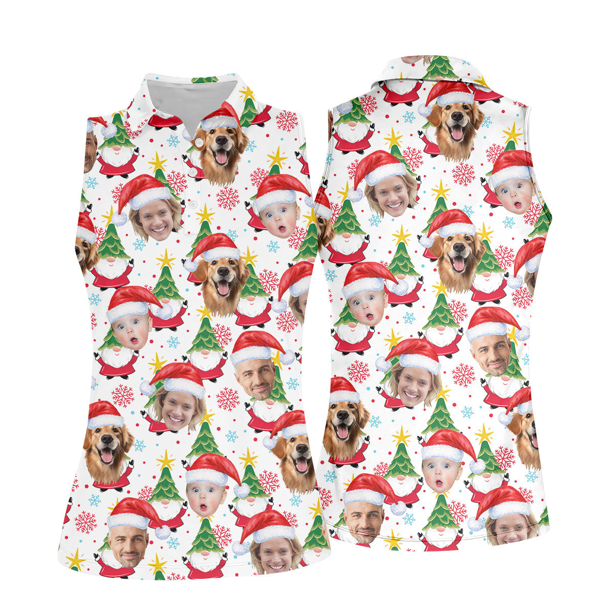 Custom Face Cute Christmas Gnome White Golf Shirt, Christmas Golf Shirt, Ladies Golf Shirts, Golf Gifts For Women
