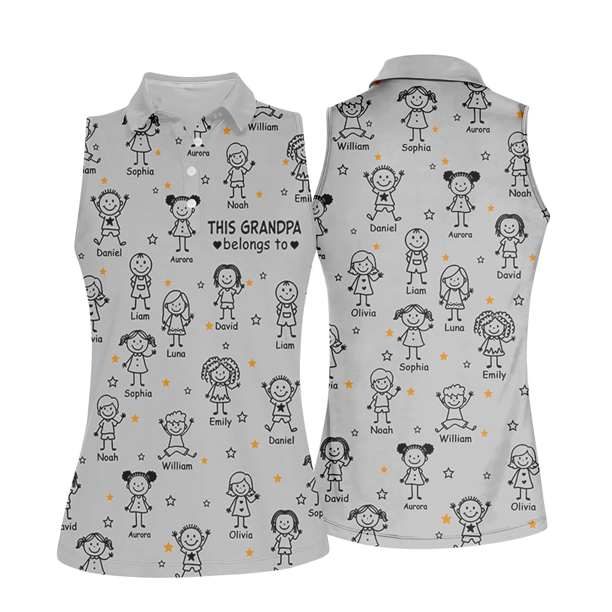 This Grandpa Dad Belongs To Kids Pet Grey Golf Shirt, Ladies Golf Tops, Women Golf Top, Golfing Apparel