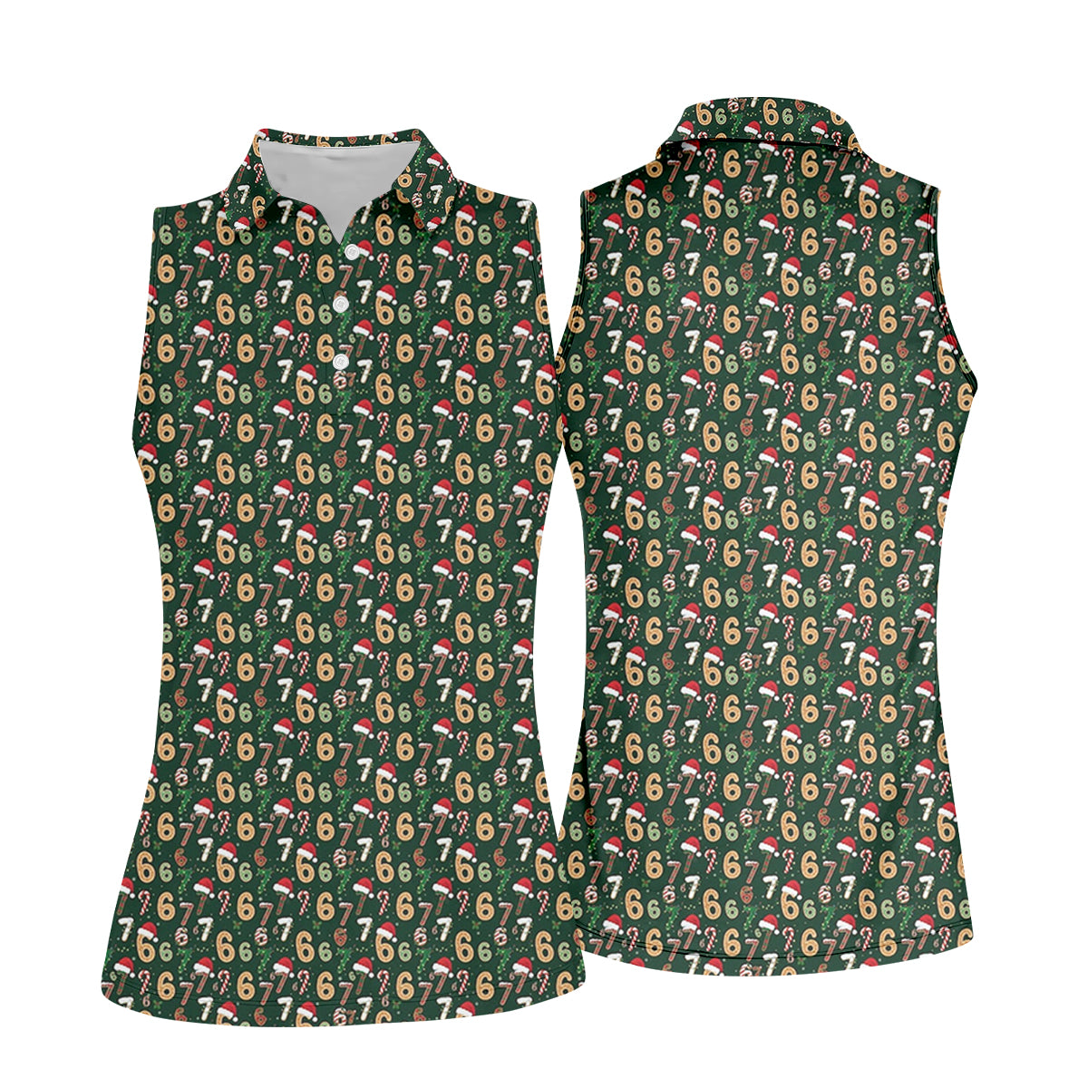 Six Seven Funny Christmas Green Golf Tops For Women, Christmas Golf Shirt, Women Golf Apparel