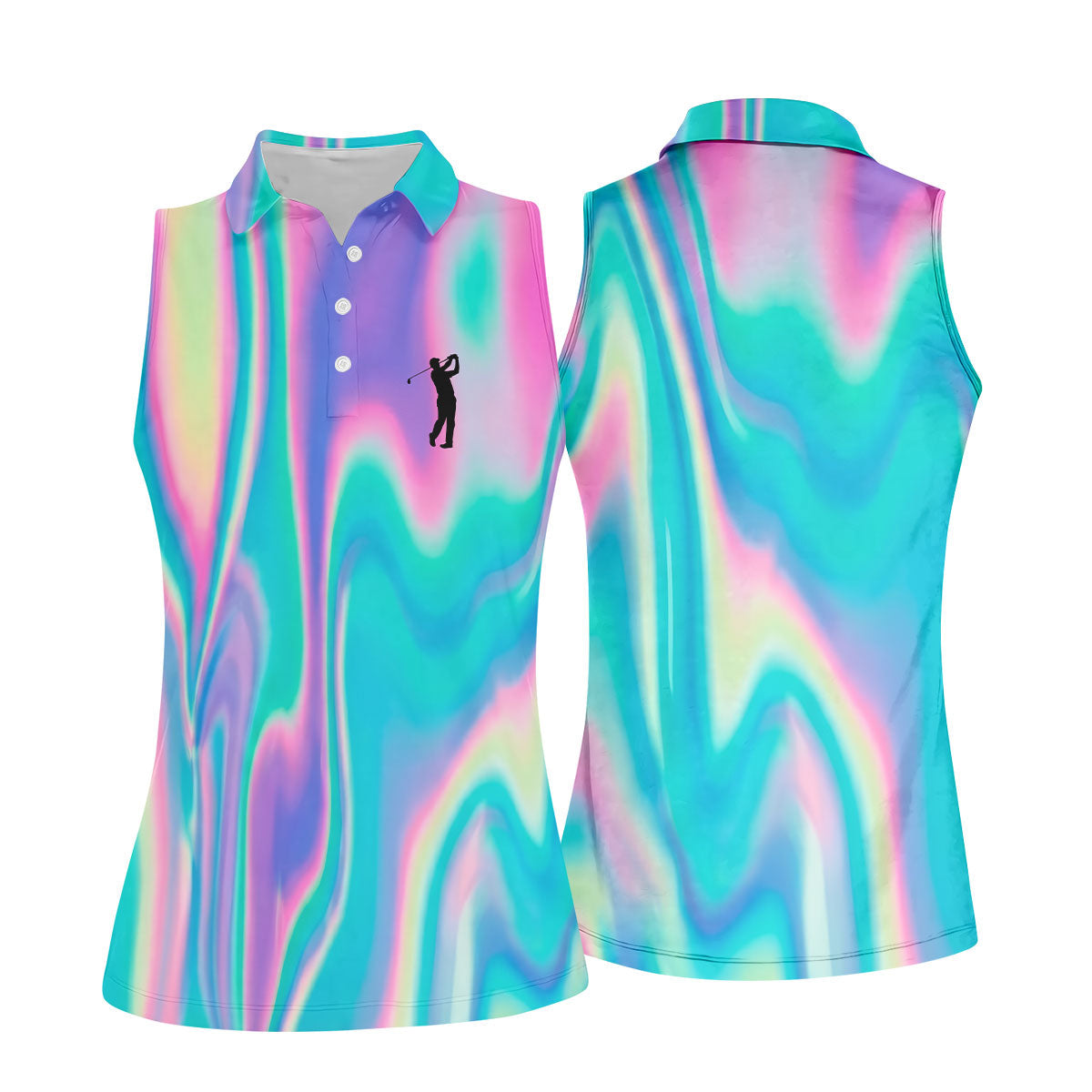 Shimmering Gradient Pattern Women's Golf Tops, Ladies Golf Shirts, Ladies Golf Polos, Golfing Apparel