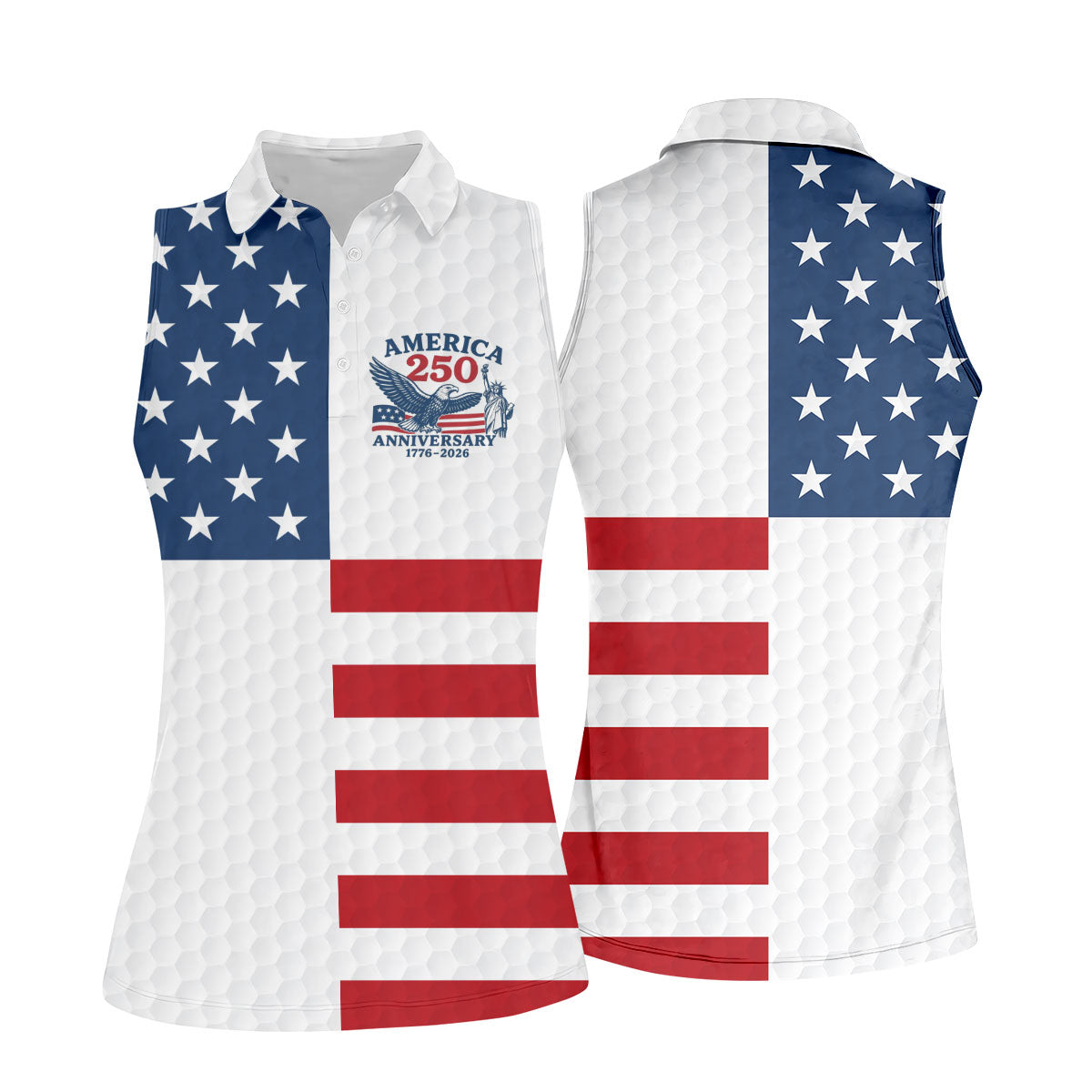 America 250 Anniversary Golf Ball Pattern Patriotic Golf Shirt, 4th Of July Golf Shirt For Women