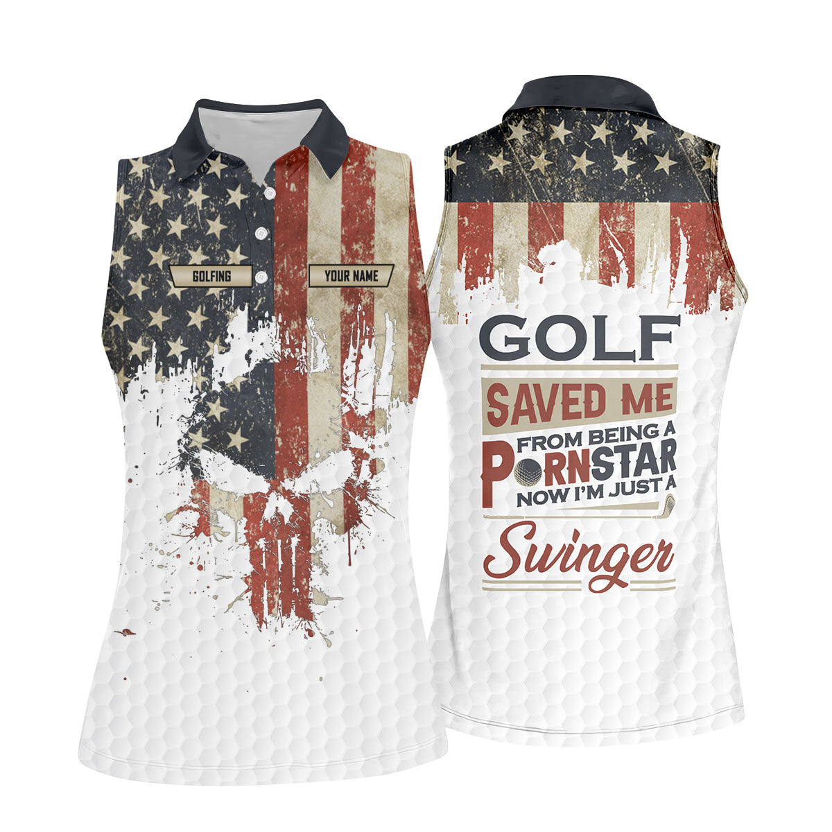 Golf Saved Me From Being A Pornstar Funny Golf Shirt, 250 Years Patriotic 4th Of July Golf Shirt For Women