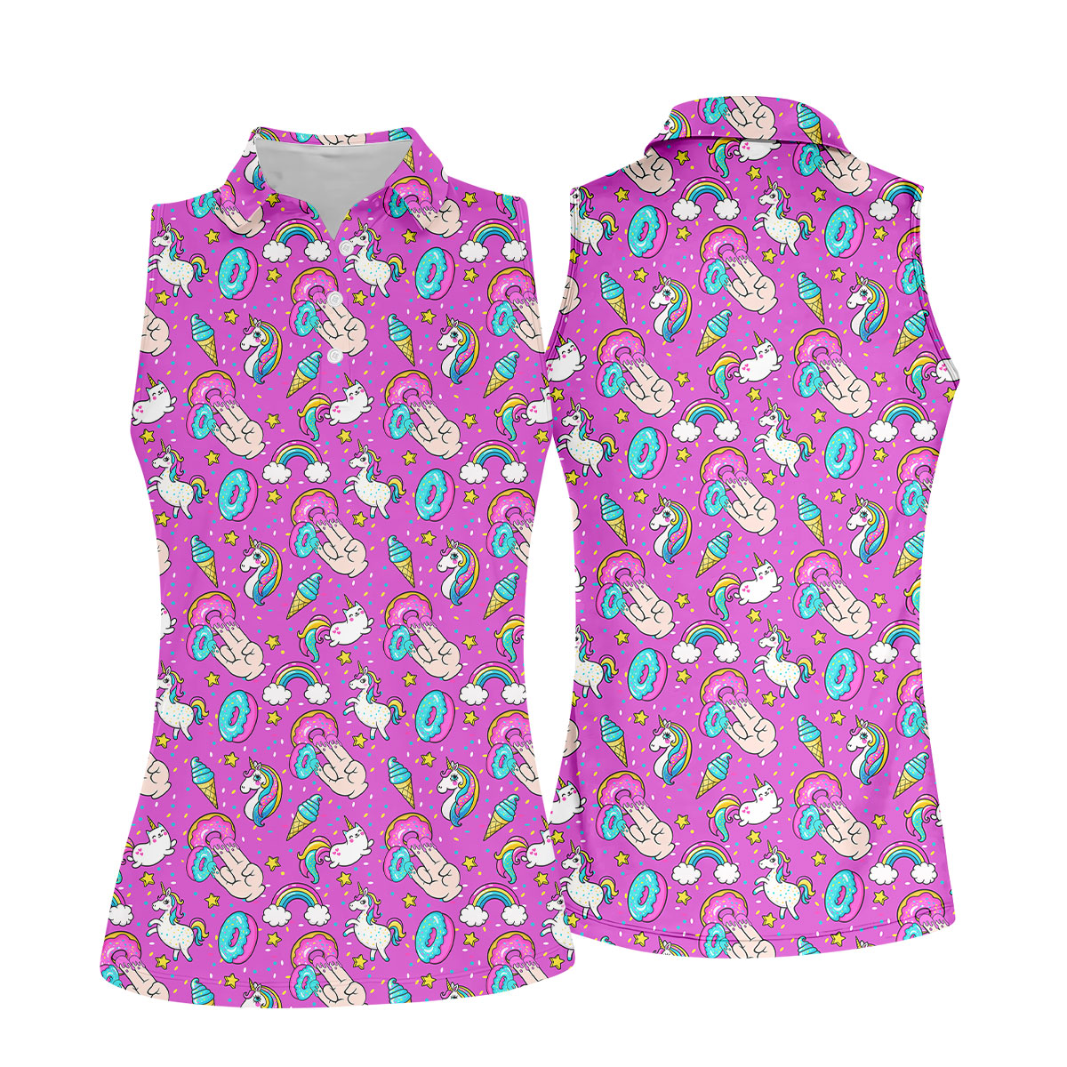 Funny Donut Fingers Pink Adult Humor Women Golf Shirts, Ladies Golf Shirt, Valentines Golf Gift