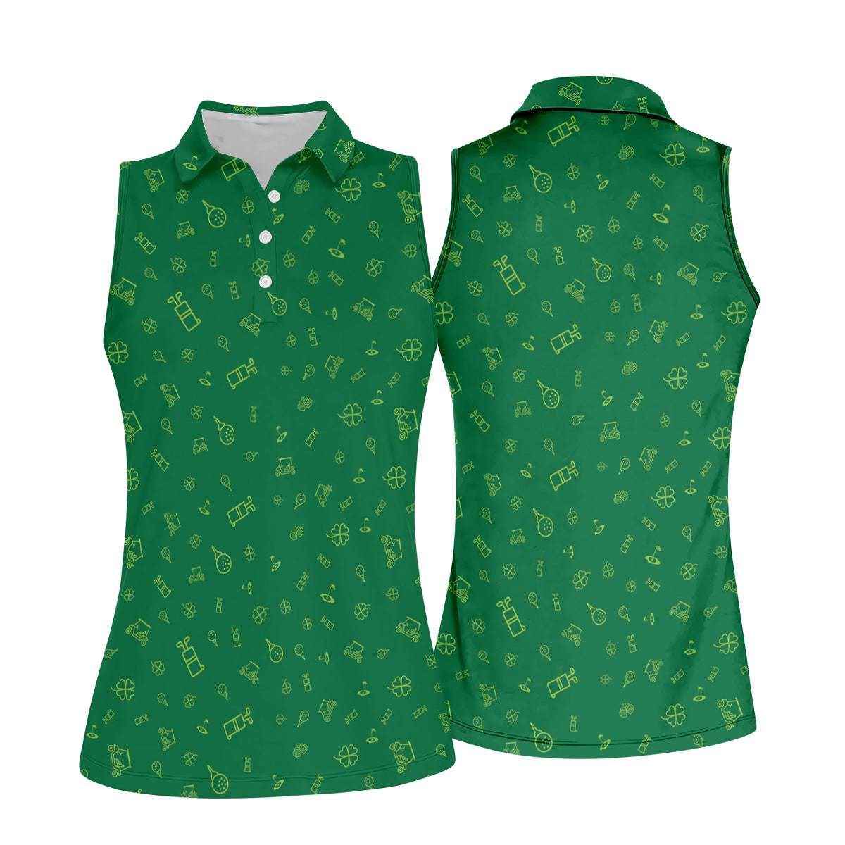 Golf And Beer Lucky Four Leaf Clover St Patrick's Day Green Women's Golf Tops, Golf Gift For Ladies