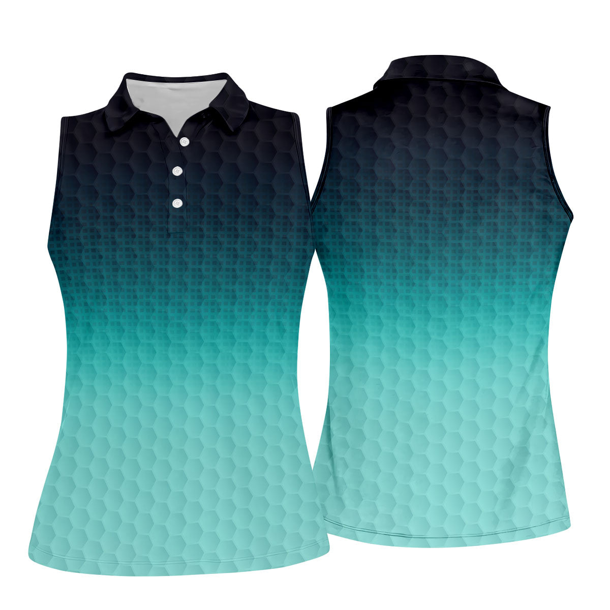 Turquoise Gradient Golf Ball Pattern Hawaiian Golf Shirt, Golf Shirt For Women