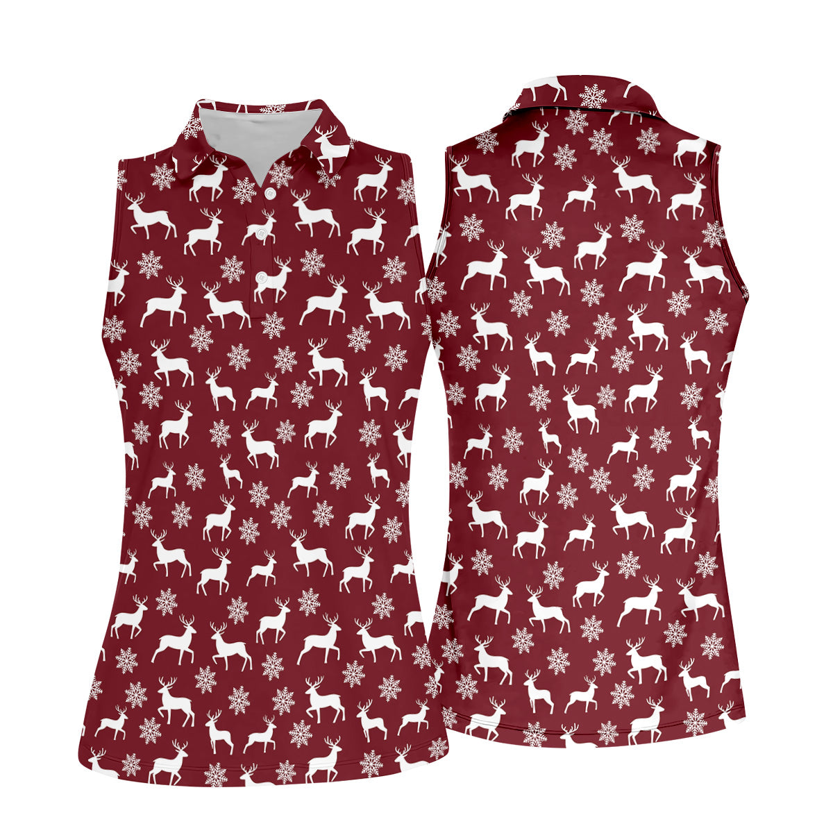 Reindeer Christmas Maroon Golf Shirt, Christmas Golf Shirt, Golf Shirt For Women, Ladies Golf Polos