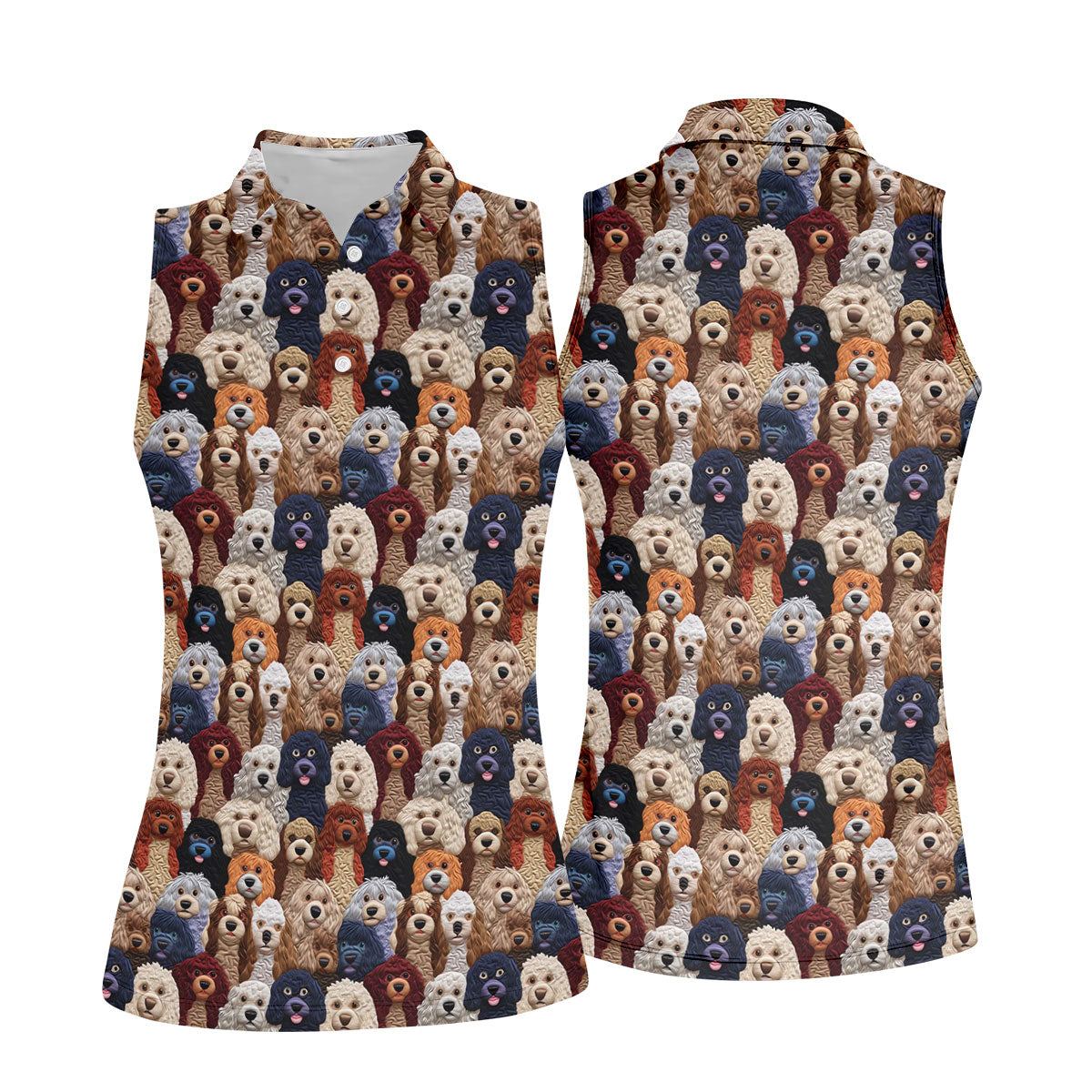 Cartoon Poodle Dog Women's Golf Tops, Gifts For Dog Lovers, Ladies Golf Polos, Golf Gift For Ladies