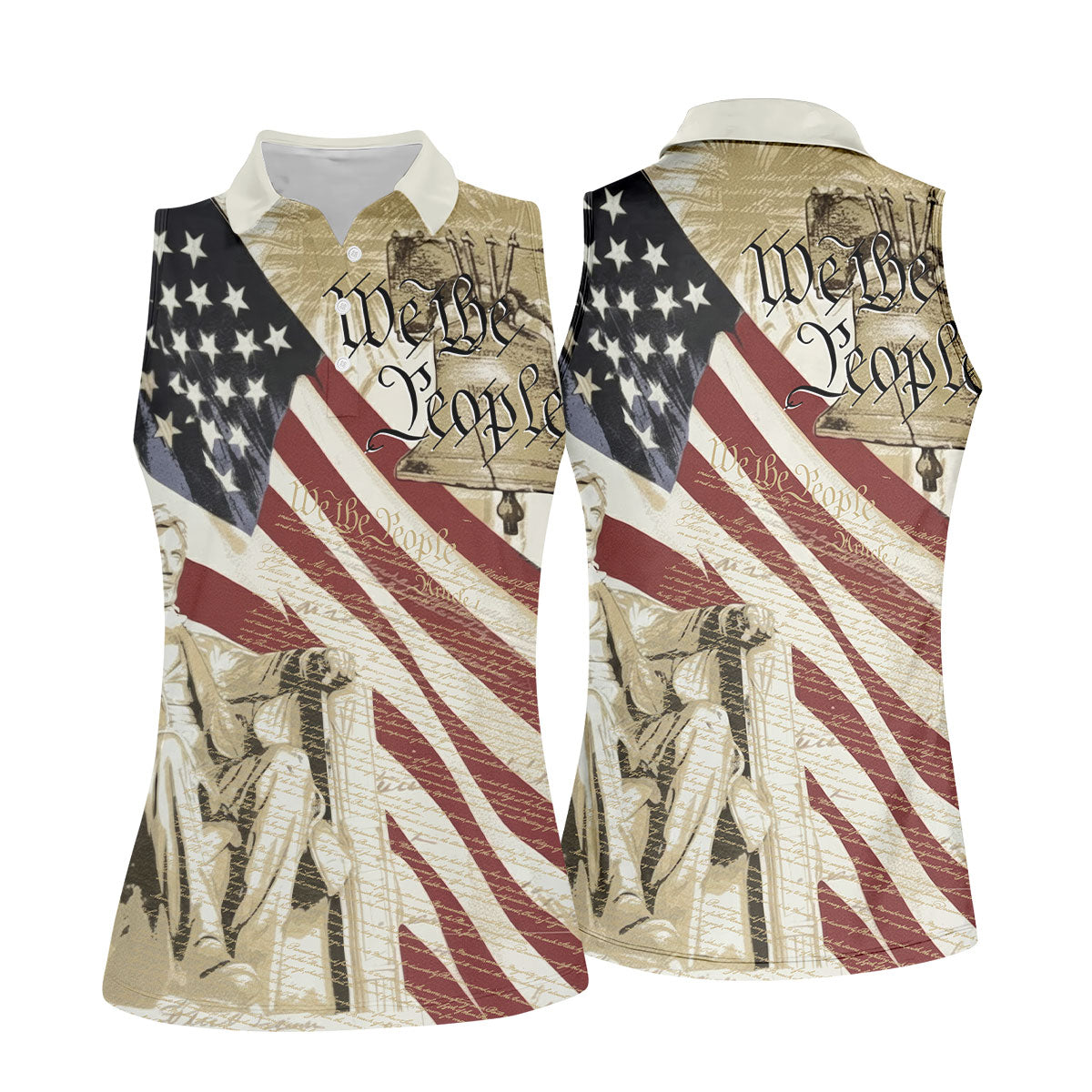 We The People American Flag 4th Of July Patriotic Golf Shirt, 250th Anniversary Women's Golf Tops
