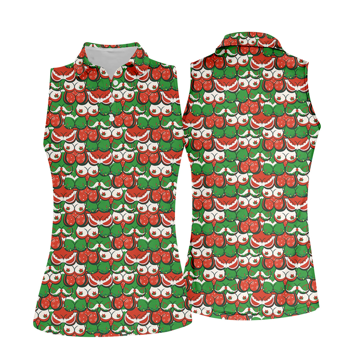 Funny Christmas Red And Green Women's Golf Tops, Christmas Golf Shirt, Cute Golf Outfit, Golf Gift For Ladies