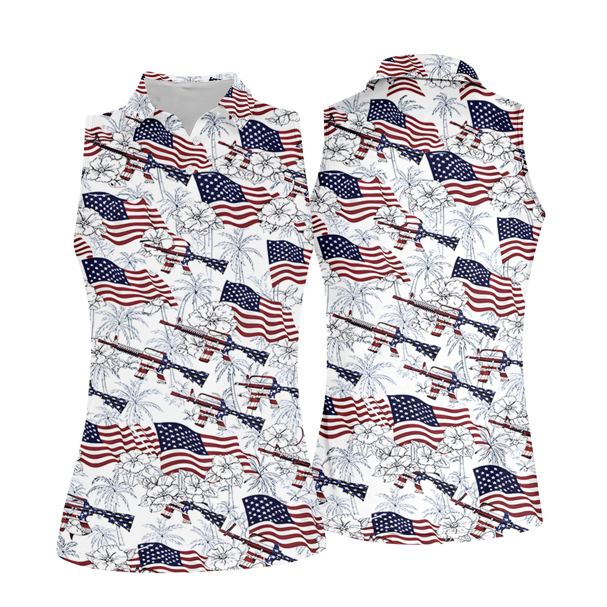 Hawaiian American Women's Golf Tops, 250th Anniversary Patriotic Golf Shirt, Ladies Golf Shirts
