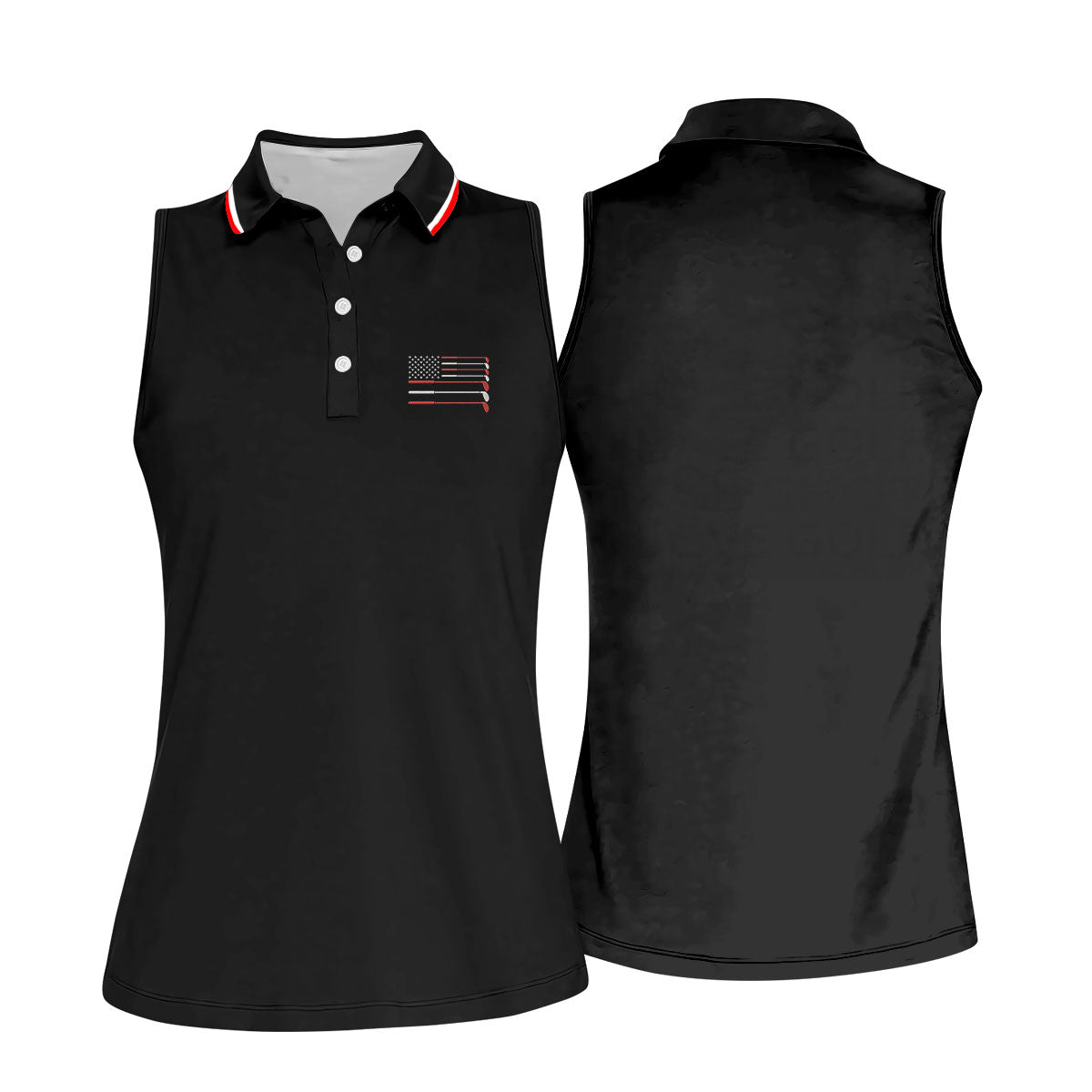Golf Clubs US Flag Logo 250 Years Black Golf Shirt, Patriotic 4th Of July Golf Shirt For Women