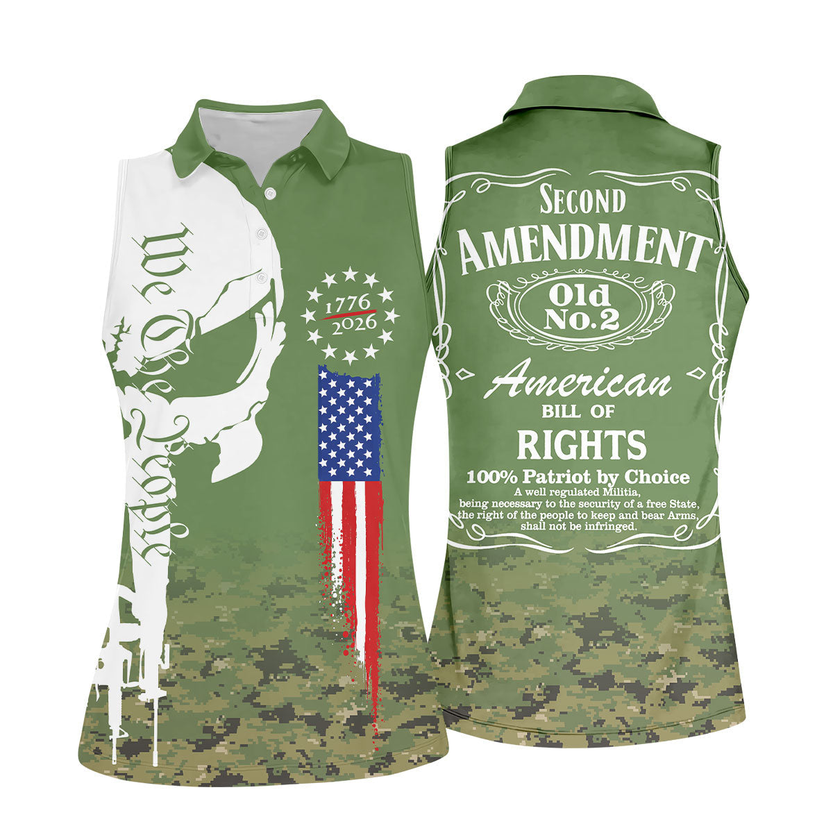 American Bill Of Rights Camo Golf Shirt, 250 Years 4th Of July Golf Shirt For Women