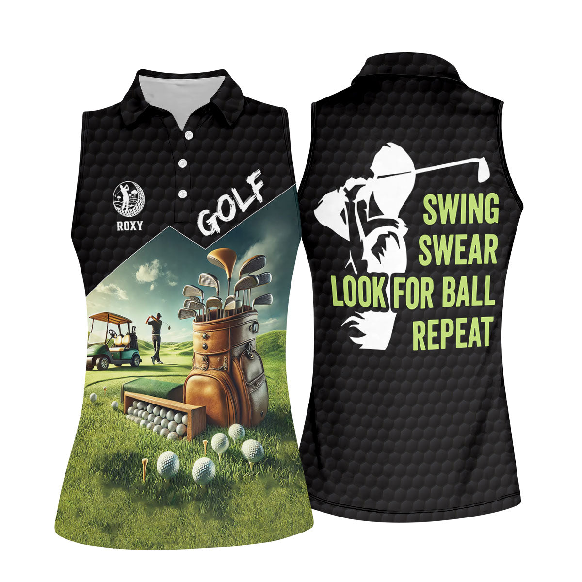 Swing Swear Look For Ball Repeat Funny Golf Shirt, Custom Golf Shirts, Golf Shirt For Women