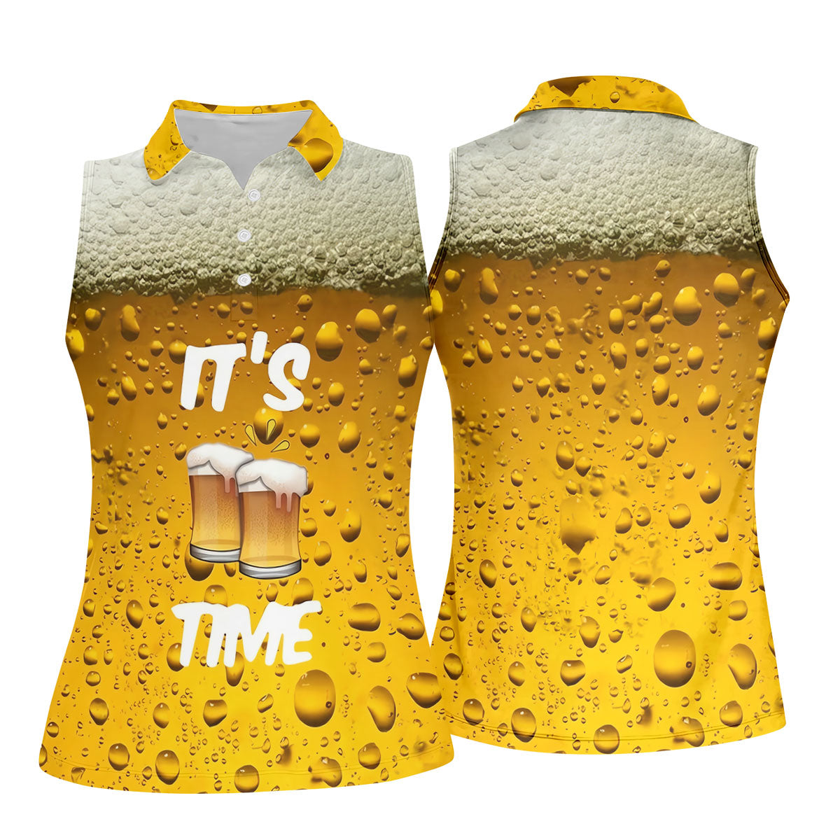 It's Time Golf And Beer Women's Golf Tops, Hawaiian Golf Shirt, Ladies Golf Polos