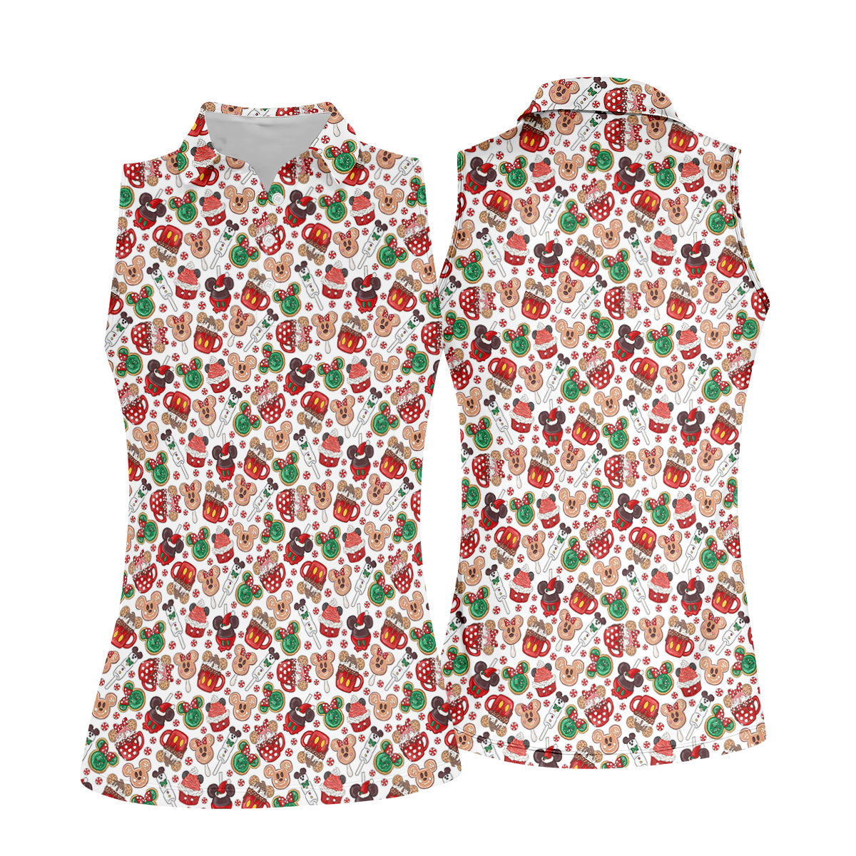 Cute Christmas Dessert Pattern Women's Golf Shirts, Ladies Golf Polos, Christmas Golf Shirt