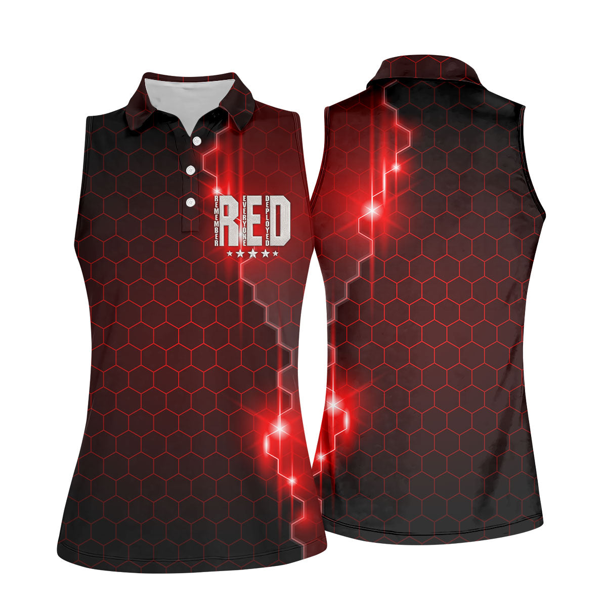 Remember Everyone Deployed Hexagonal Gradient 4th Of July Golf Shirt, 250 Years Women's Golf Tops