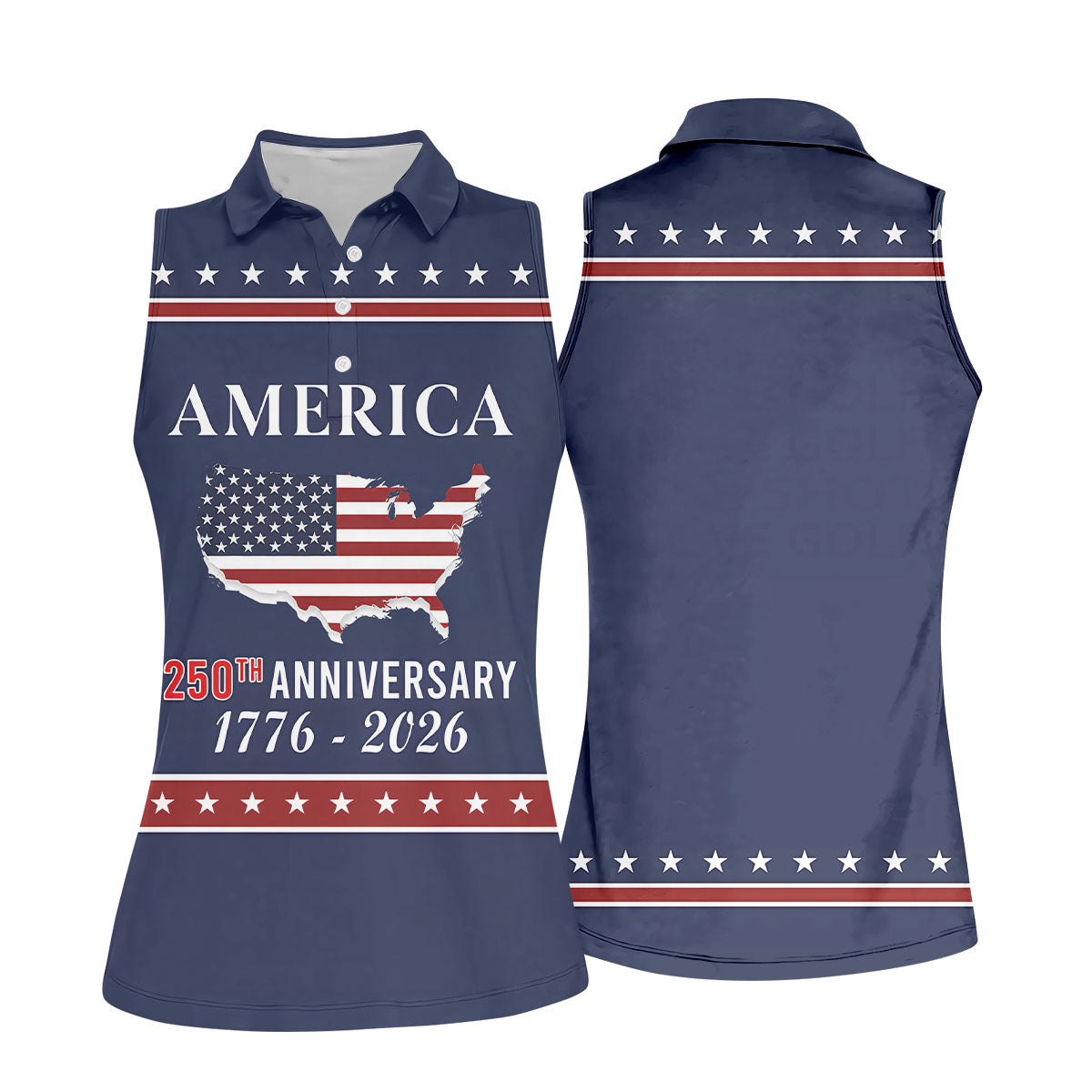 America 250th Anniversary 1776-2926 Navy Golf Shirt, 4th Of July Patriotic Golf Shirt For Women