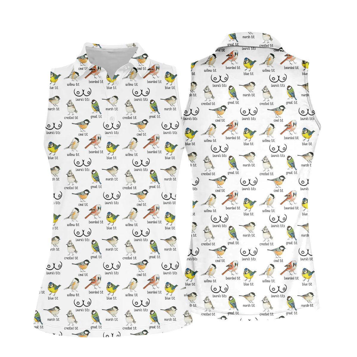Funny Birds Adult Humor Ladies Golf Tops, Fun Women's Golf Shirts, Ladies Golf Shirt