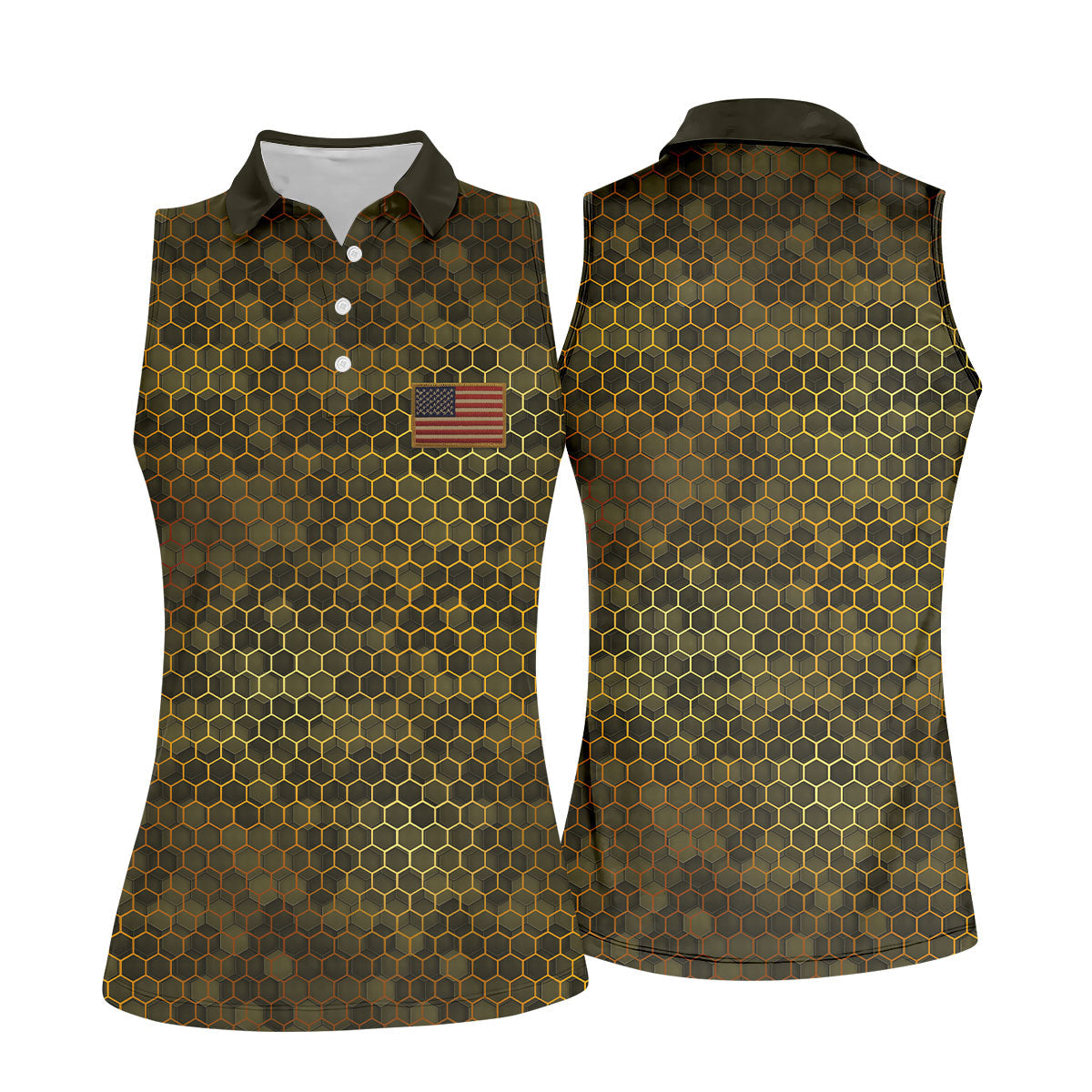 Hexagonal Camo Patriotic 4th Of July Golf Shirt, 250 Years Golf Shirt For Women