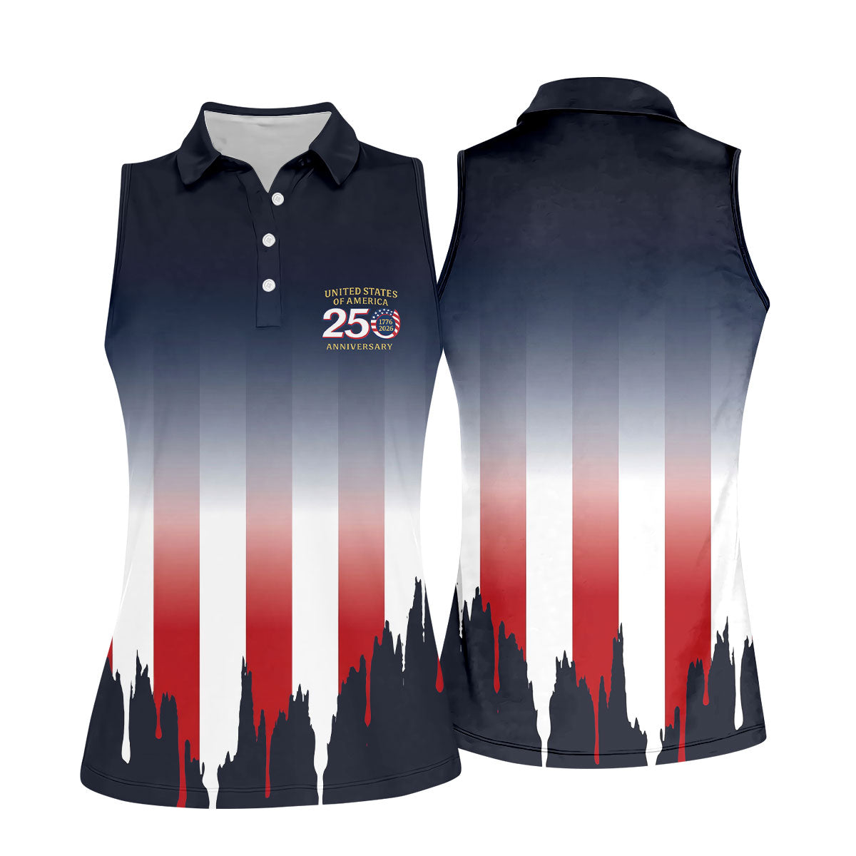 USA 250 Anniversary American Flag Golf Shirt, Patriotic 4th Of July Golf Shirt For Women