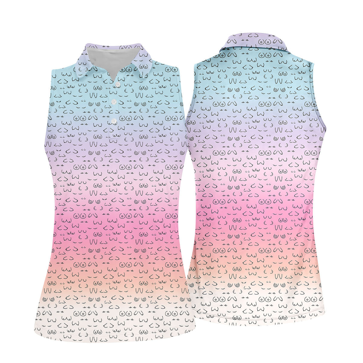 Funny Adult Humor Ombre Color Women's Golf Shirts, Ladies Golf Shirts, Womens Golf Gifts