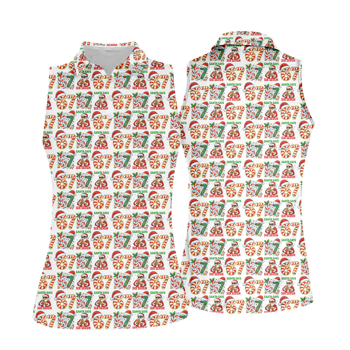 Santa Says Six Seven Funny Christmas Golf Tops For Women, Christmas Golf Shirt, Women Golf Apparel