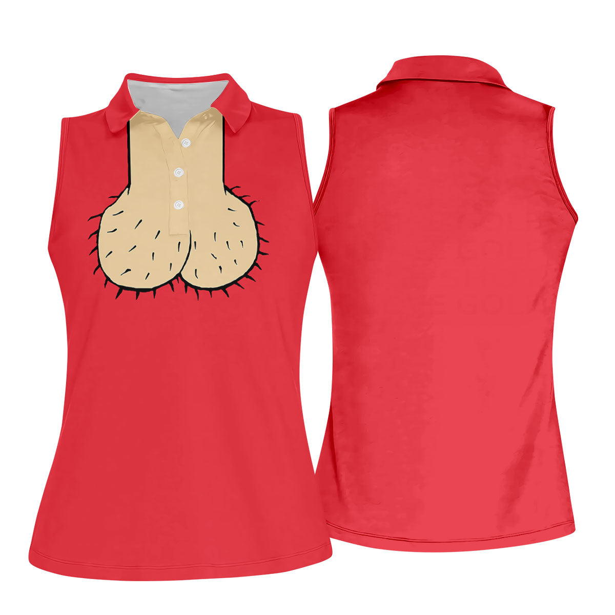 Red Funny Dickhead Faux Chest Golf Shirt, Funny Halloween Shirt, Women’s Golf Apparel