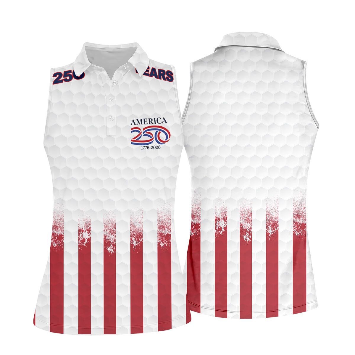 250 Years America Golf Ball Pattern 4th Of July Golf Shirt, Patriotic Golf Shirt, Golf Shirt For Women