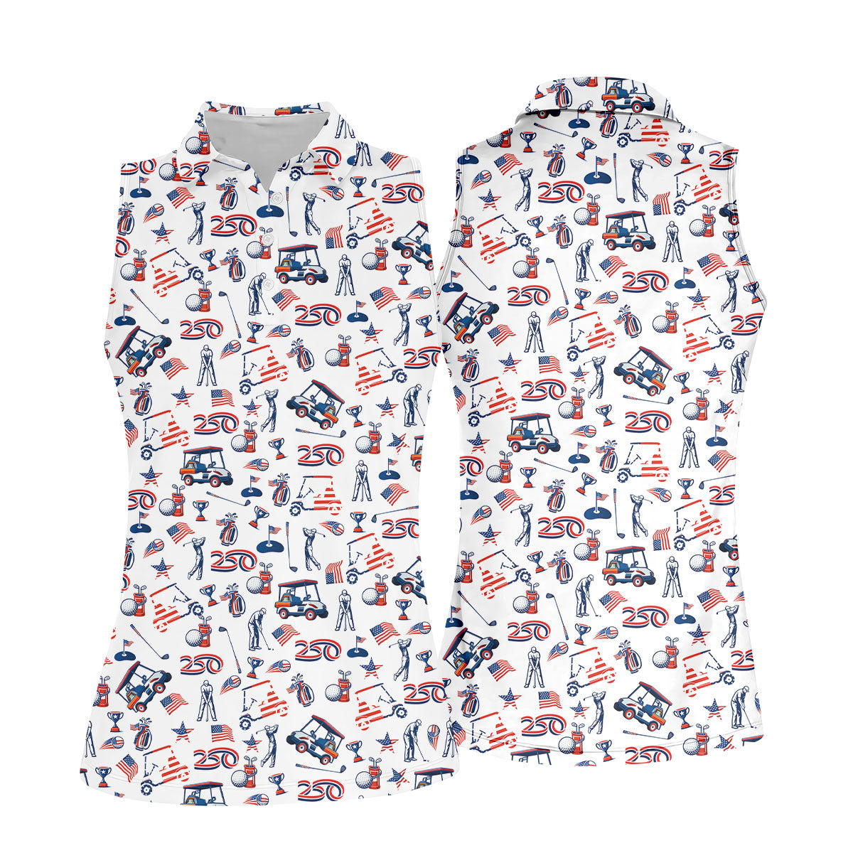 250th Anniversary US Flag Pattern Patriotic Golf Shirt, 4th Of July Women Golf Top, Ladies Golf Shirts
