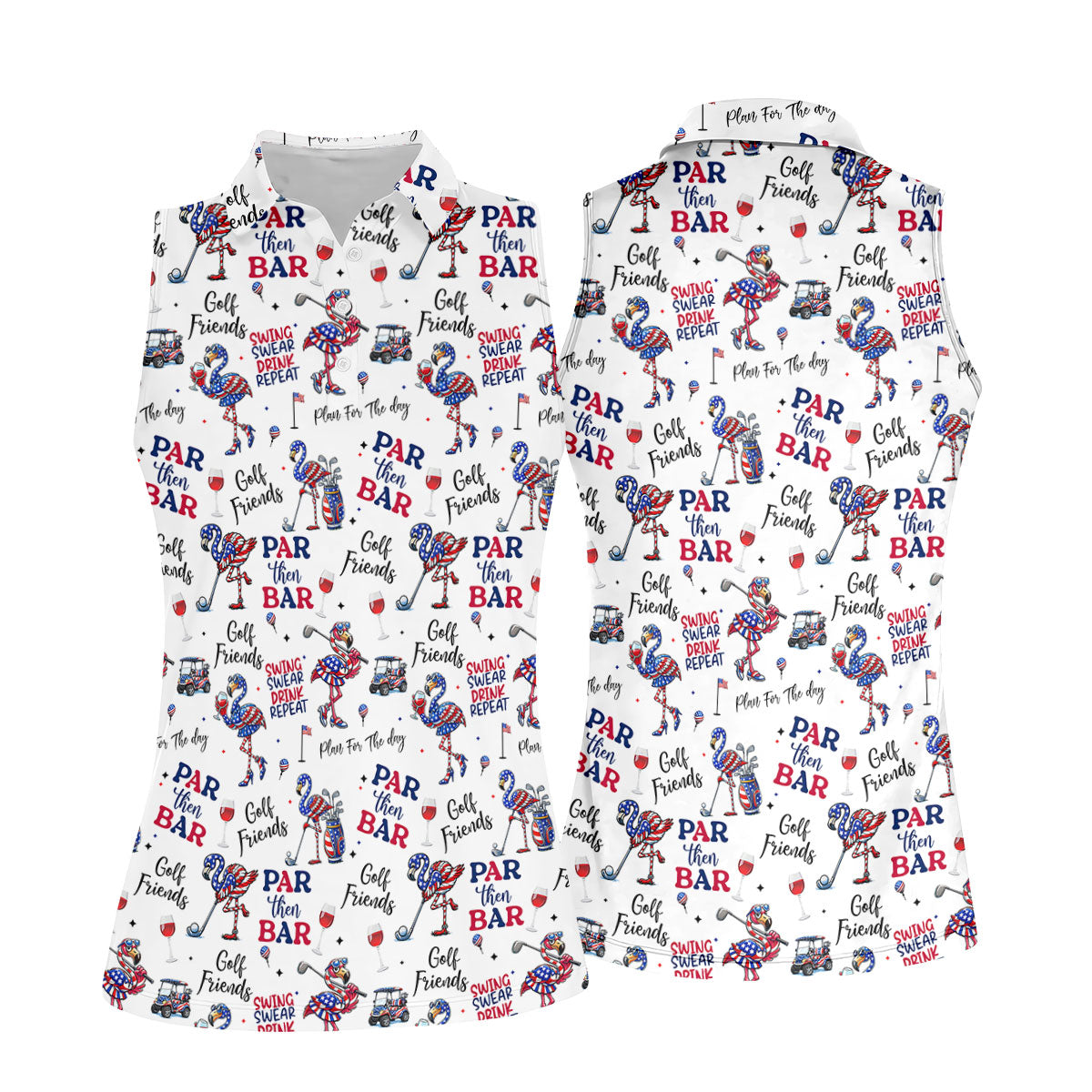 Par Then Bar Funny Flamingo Patriot Golf Shirt, 4th Of July Golf Shirt, 250th Anniversary Women's Golf Tops