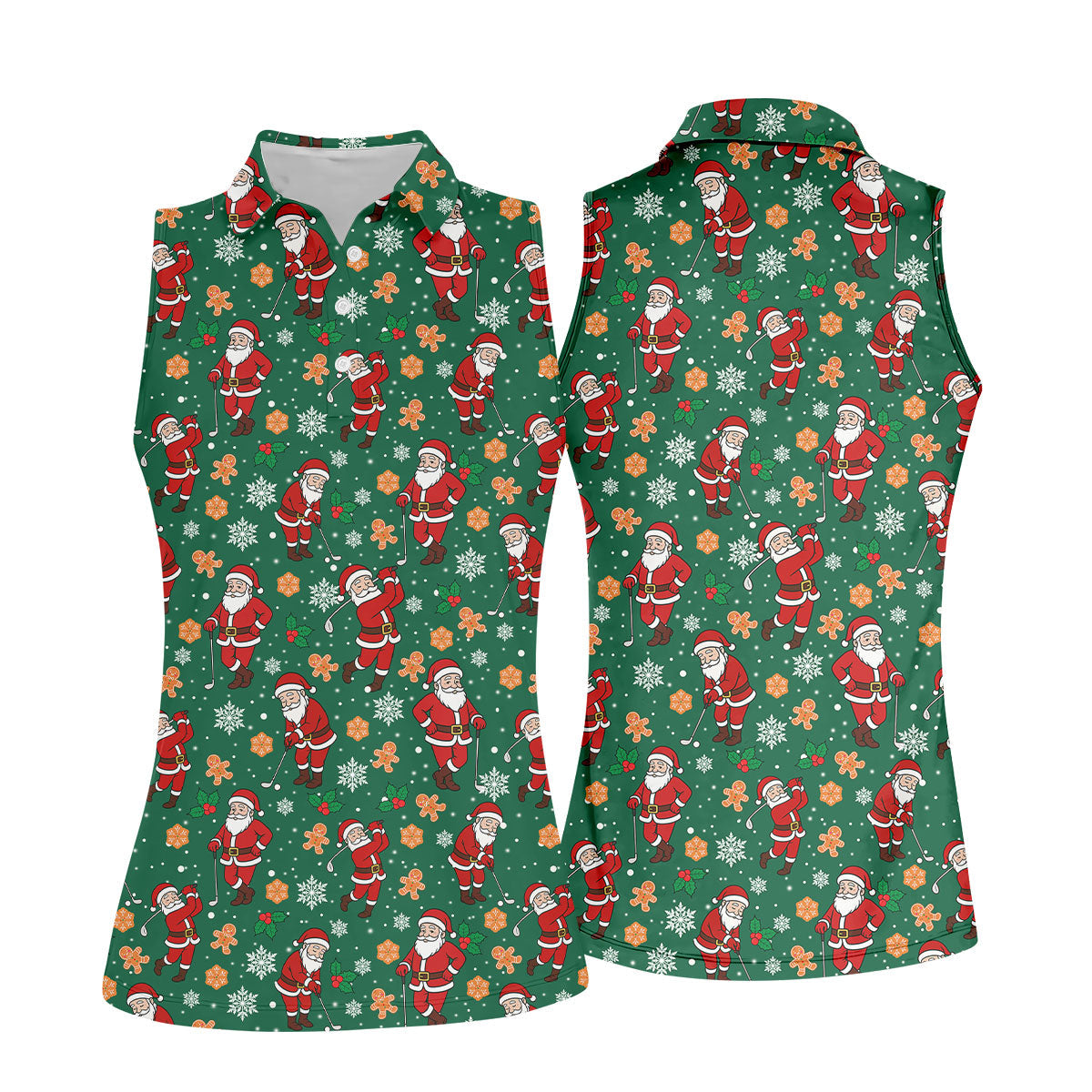 Golfing Santa Christmas Golf Shirt, Women's Golf Tops, Ladies Golf Shirts, Golf Gift For Ladies