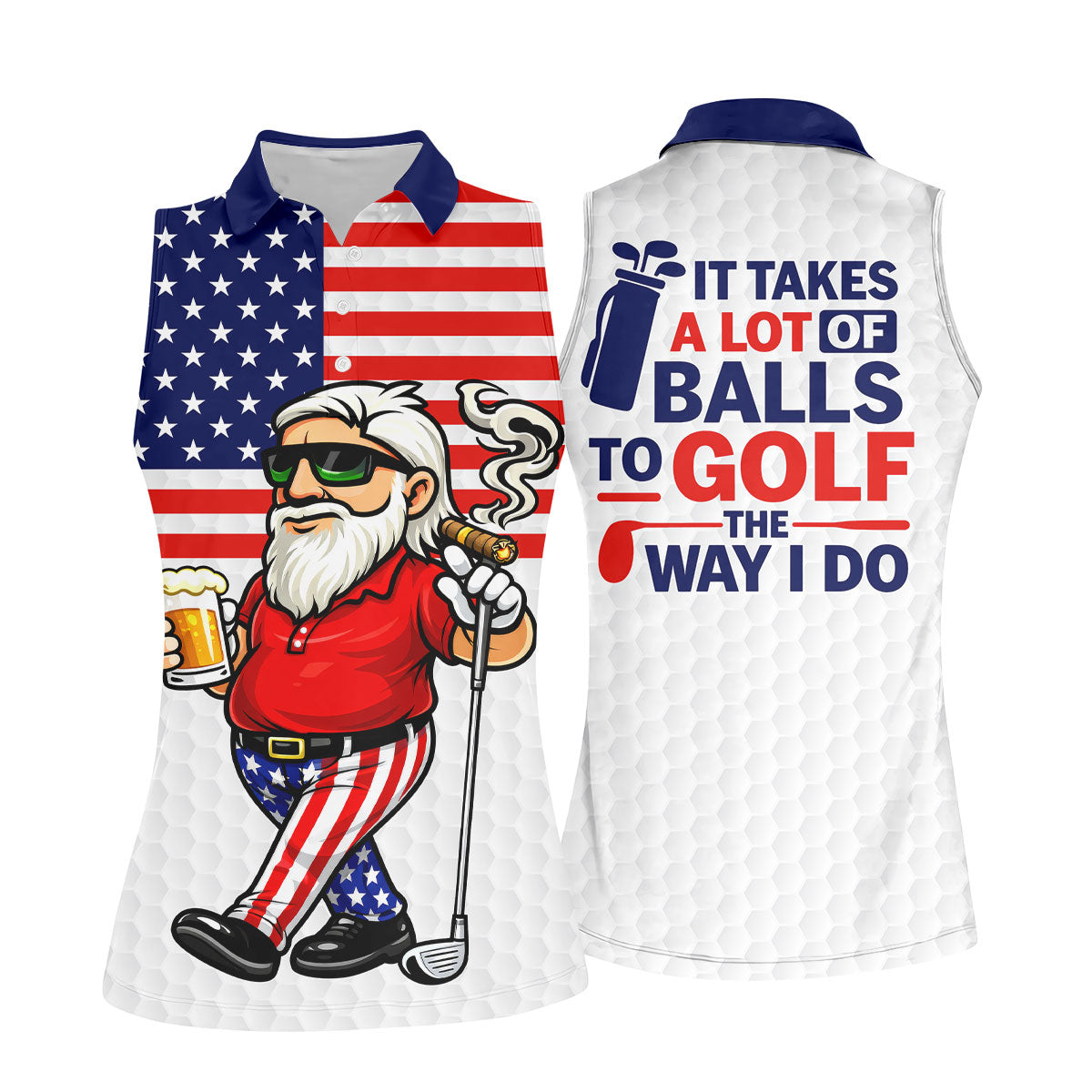 It Takes A Lot Of Ball To Golf The Way I Do Patriotic Man 4th Of July Golf Shirt, 250 Years Golf Shirt For Women
