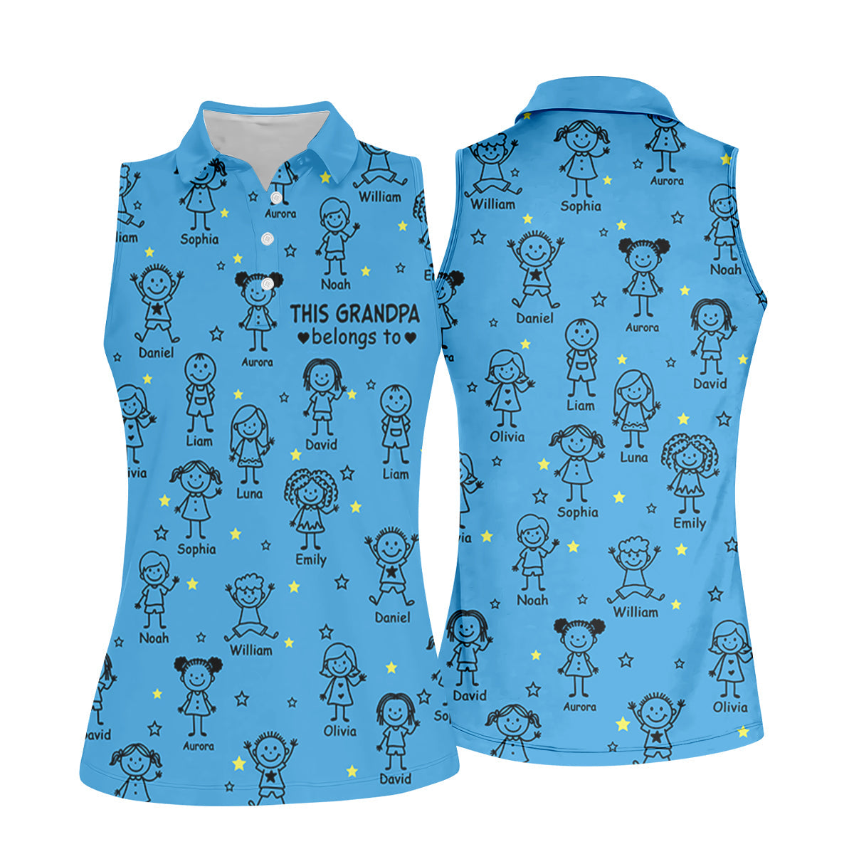 This Grandpa Dad Belongs To Kids Pet Blue Golf Shirt, Ladies Golf Tops, Women Golf Top, Golfing Apparel