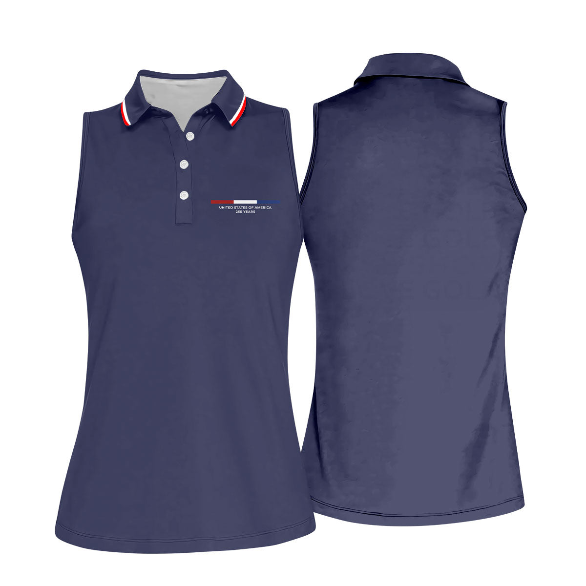 United States Of America 250 Years Navy Golf Shirt, Patriotic Golf Shirt, Golf Shirt For Women