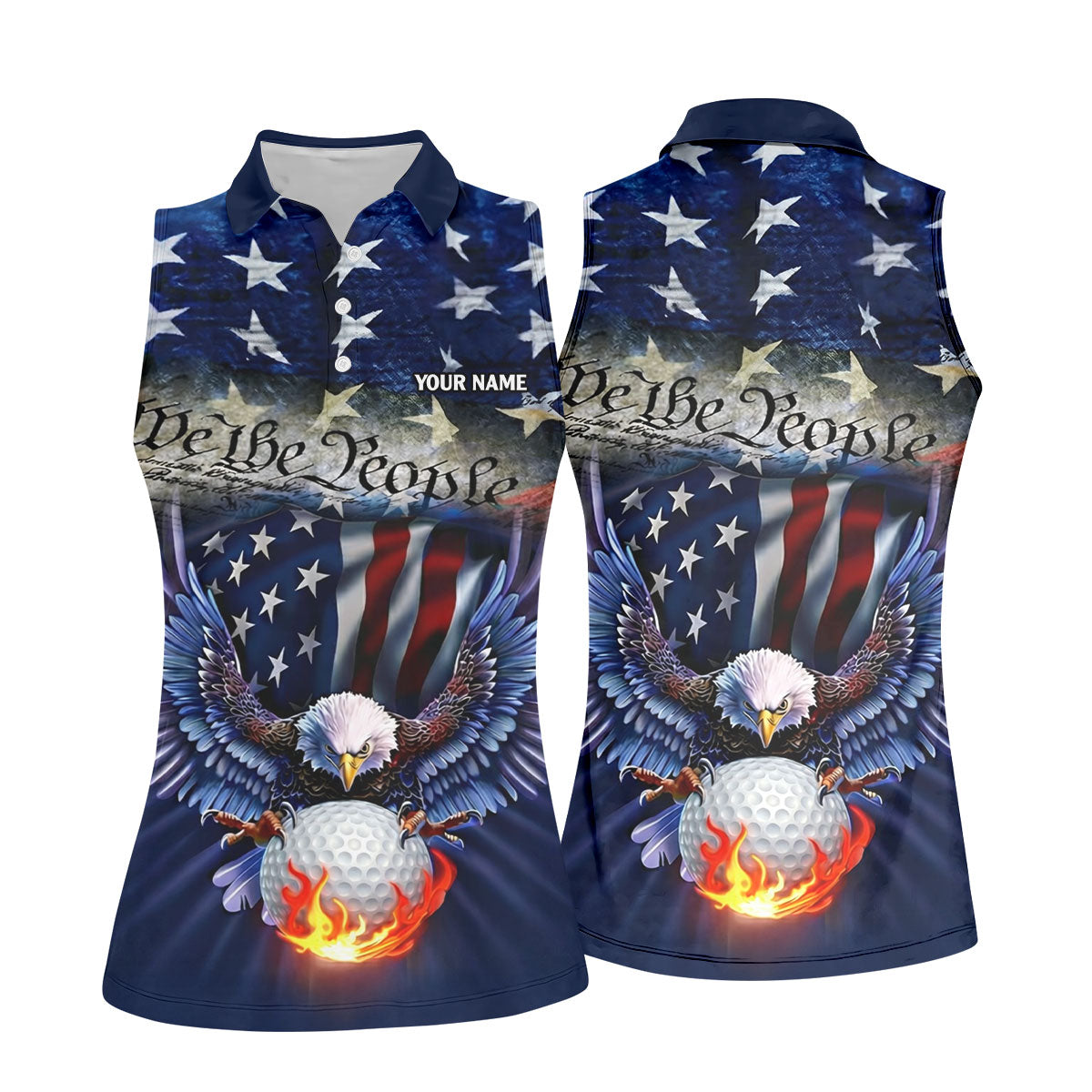 We The People Eagle Golf Ball 250th Anniversary USA 1776-2026 Ladies Golf Tops, 4th Of July Golf Shirt For Women