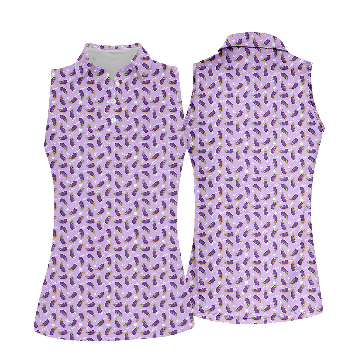 Funny Eggplant Purple Golf Shirt, Fun Women's Golf Shirts, Women's Golf Tops, Ladies Golf Polos