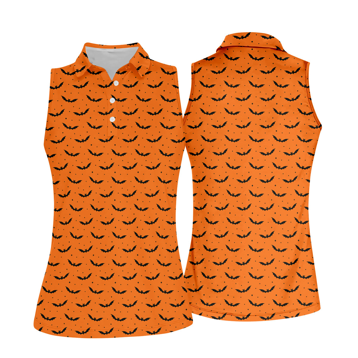 Spooky Bats Orange Halloween Golf Shirt, Ladies Golf Tops, Golf Gifts For Women, Golfing Apparel