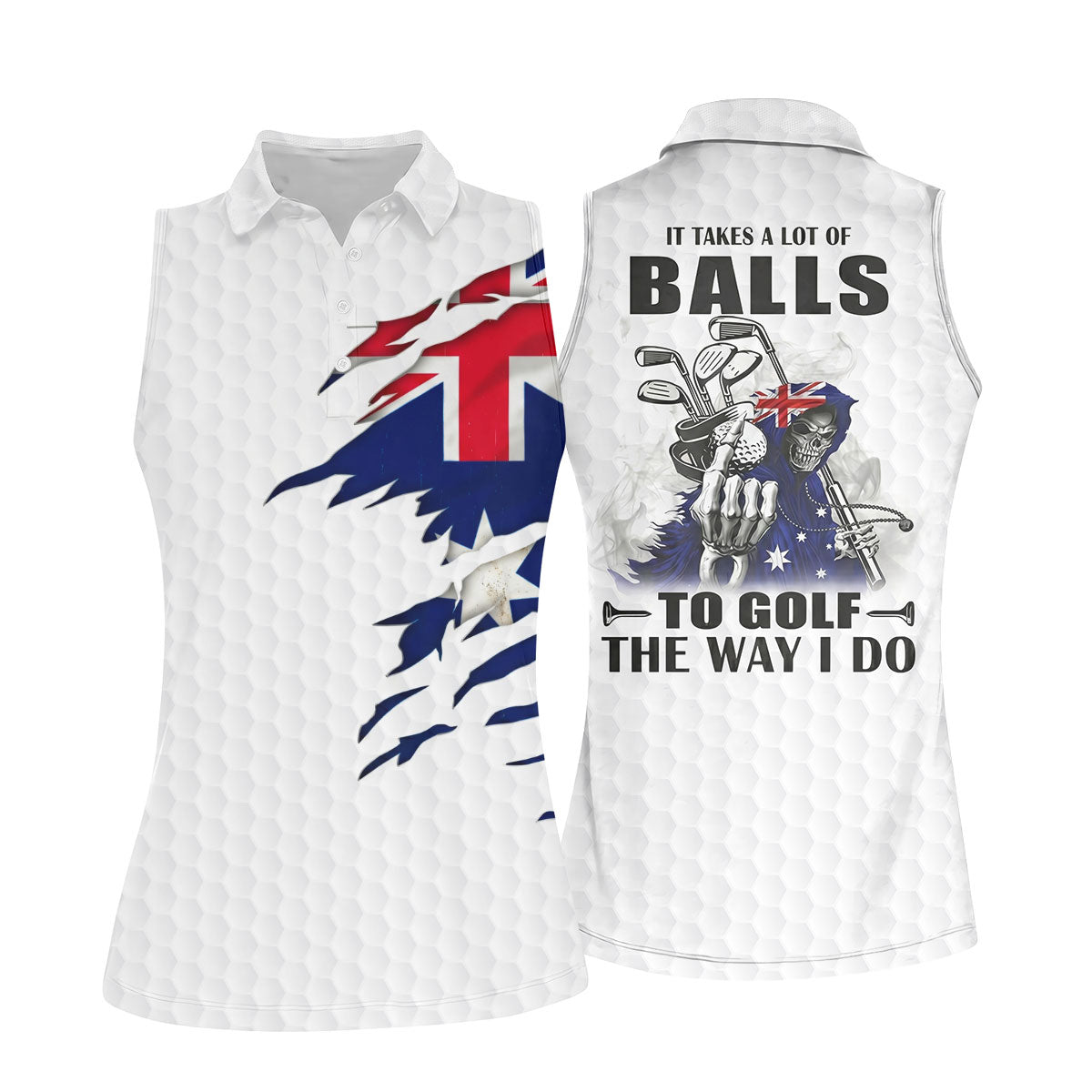 It Takes A Lot Of Ball To Golf The Way I Do Australia Flag Print Ladies Golf Tops, Golf Shirt For Women