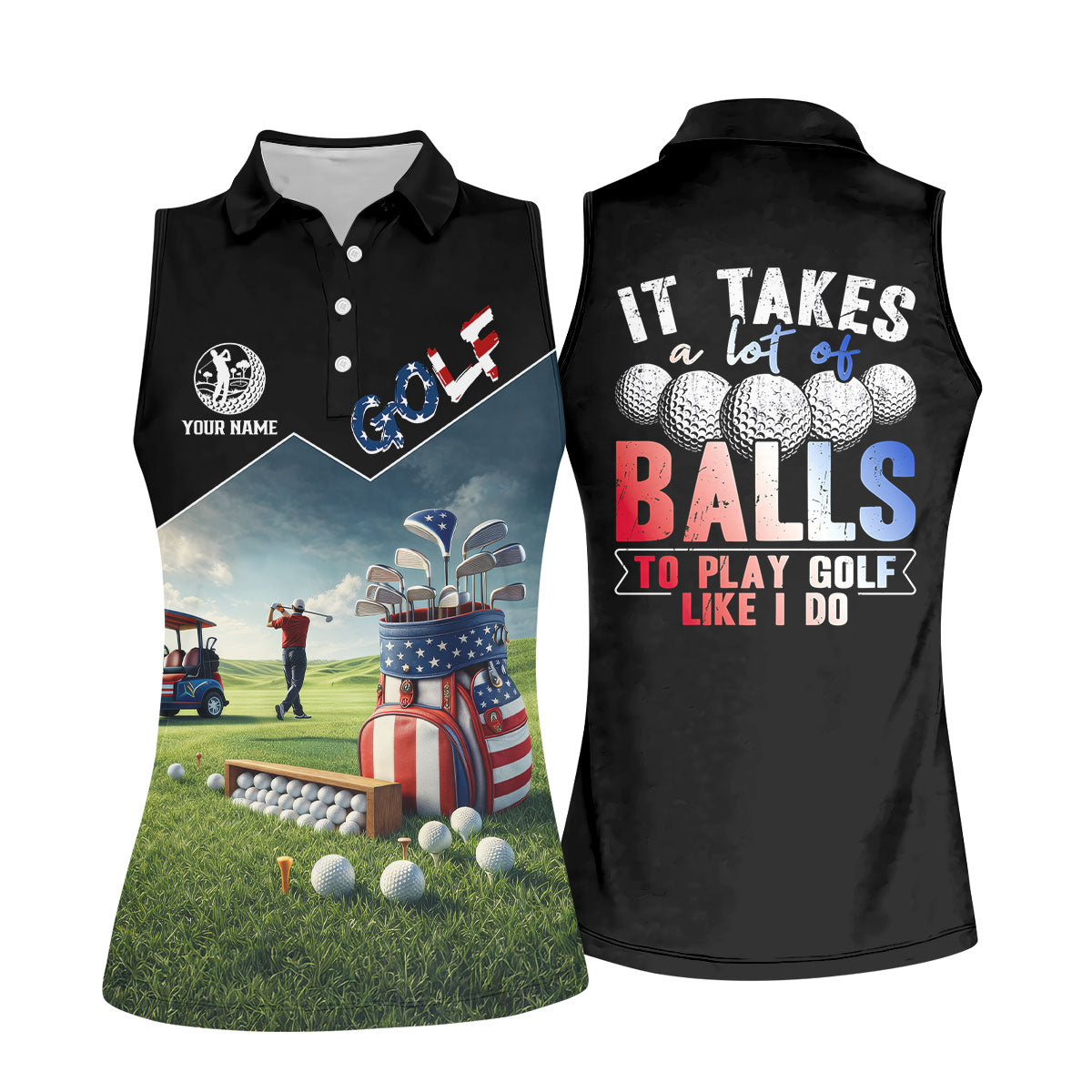 It Takes A Lot Of Balls Patriotic Golf Shirt For Women, US 250th Anniversary Funny Golf Shirt