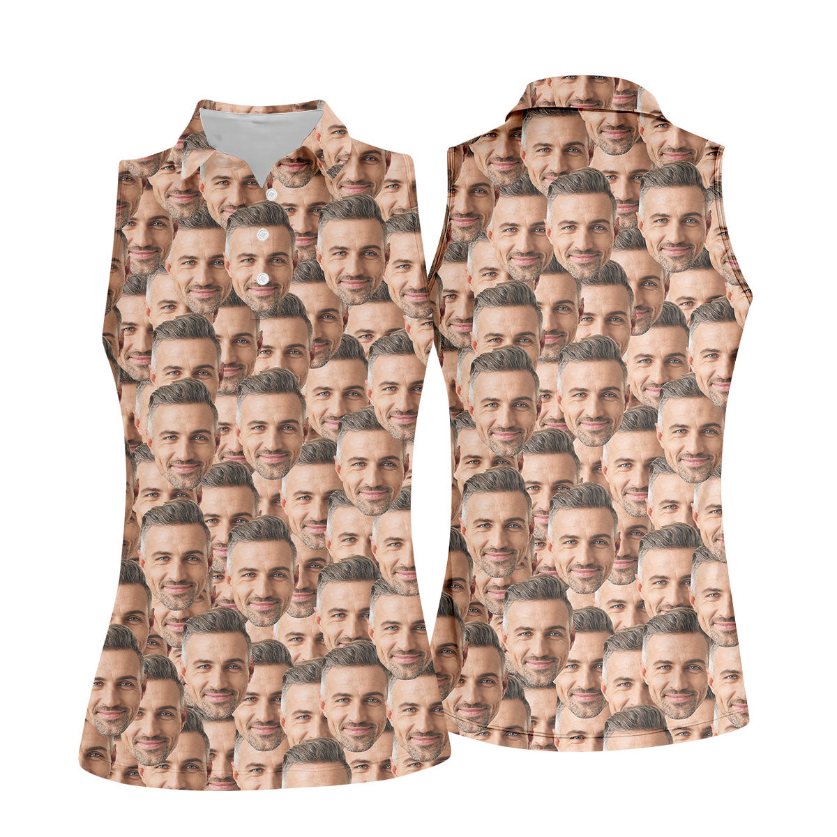 Custom Face All Over Print Fun Women's Golf Shirts, Valentines Golf Gift, Ladies Golf Polos