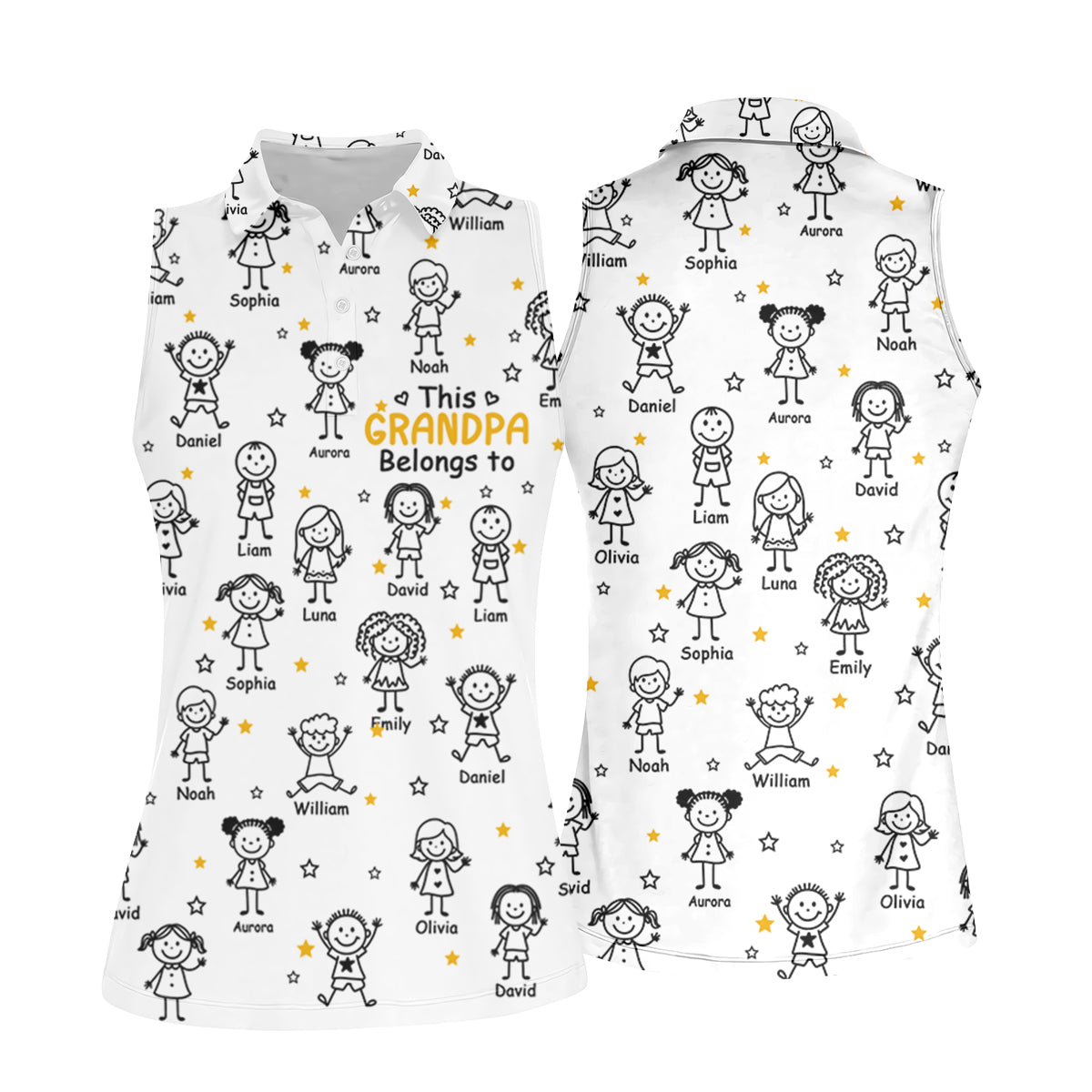 This Grandpa Dad Belongs To Kids Pet White Golf Shirt, Ladies Golf Tops, Women Golf Top, Golfing Apparel