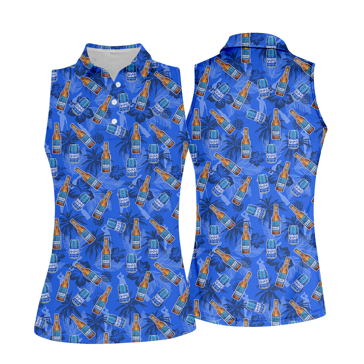 Drive Light Golf And Beer Tropical Pattern Fun Golf Shirt, Golf Shirt For Women, Ladies Golf Shirts