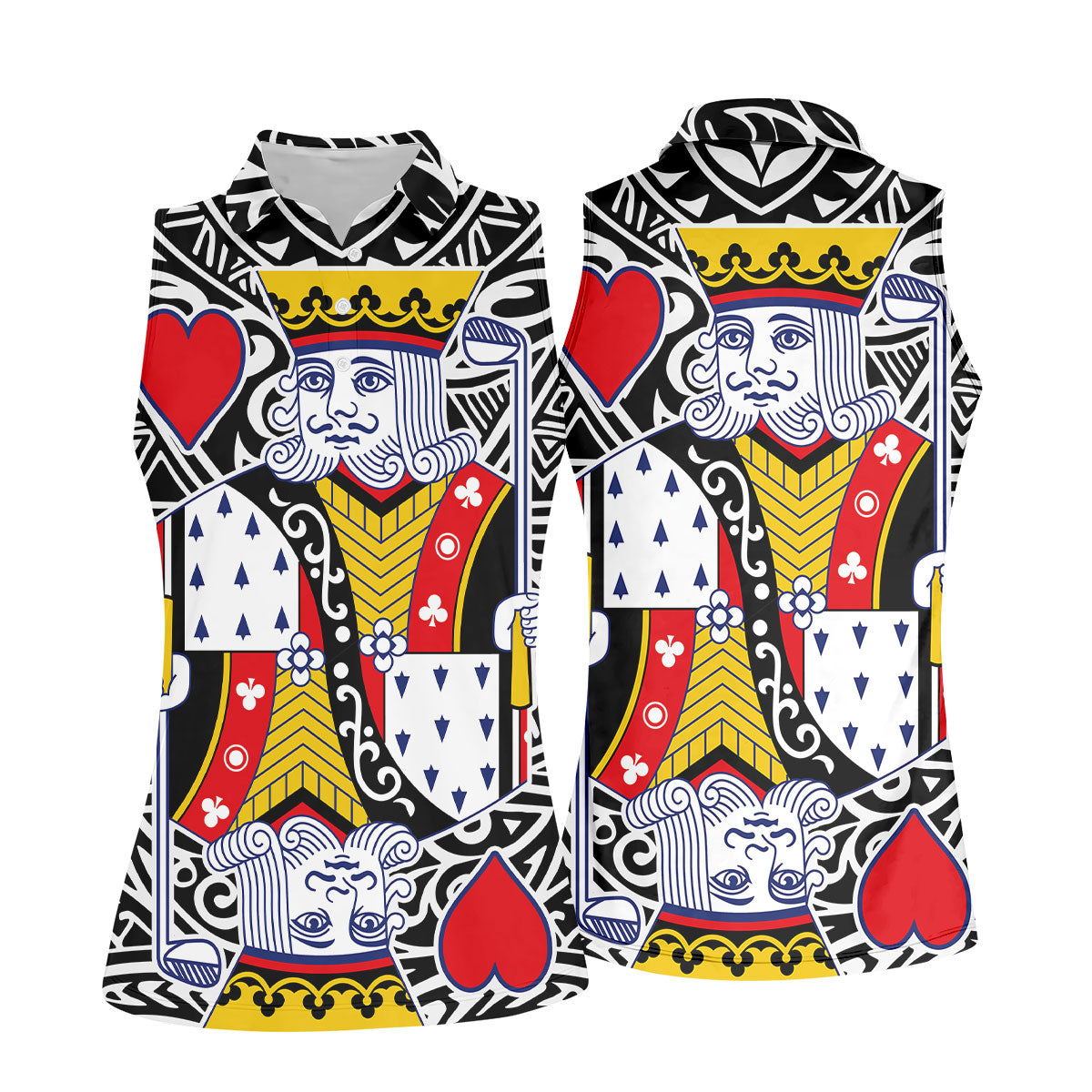 King Of Hearts Playing Card Women's Golf Shirt, Golf Top For Women