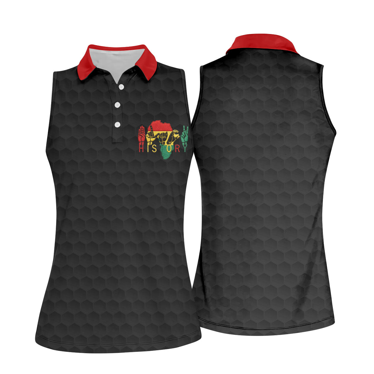 Black Heritage Day Golf Ball Pattern Ladies Golf Tops, Black History Golf Shirt For Women