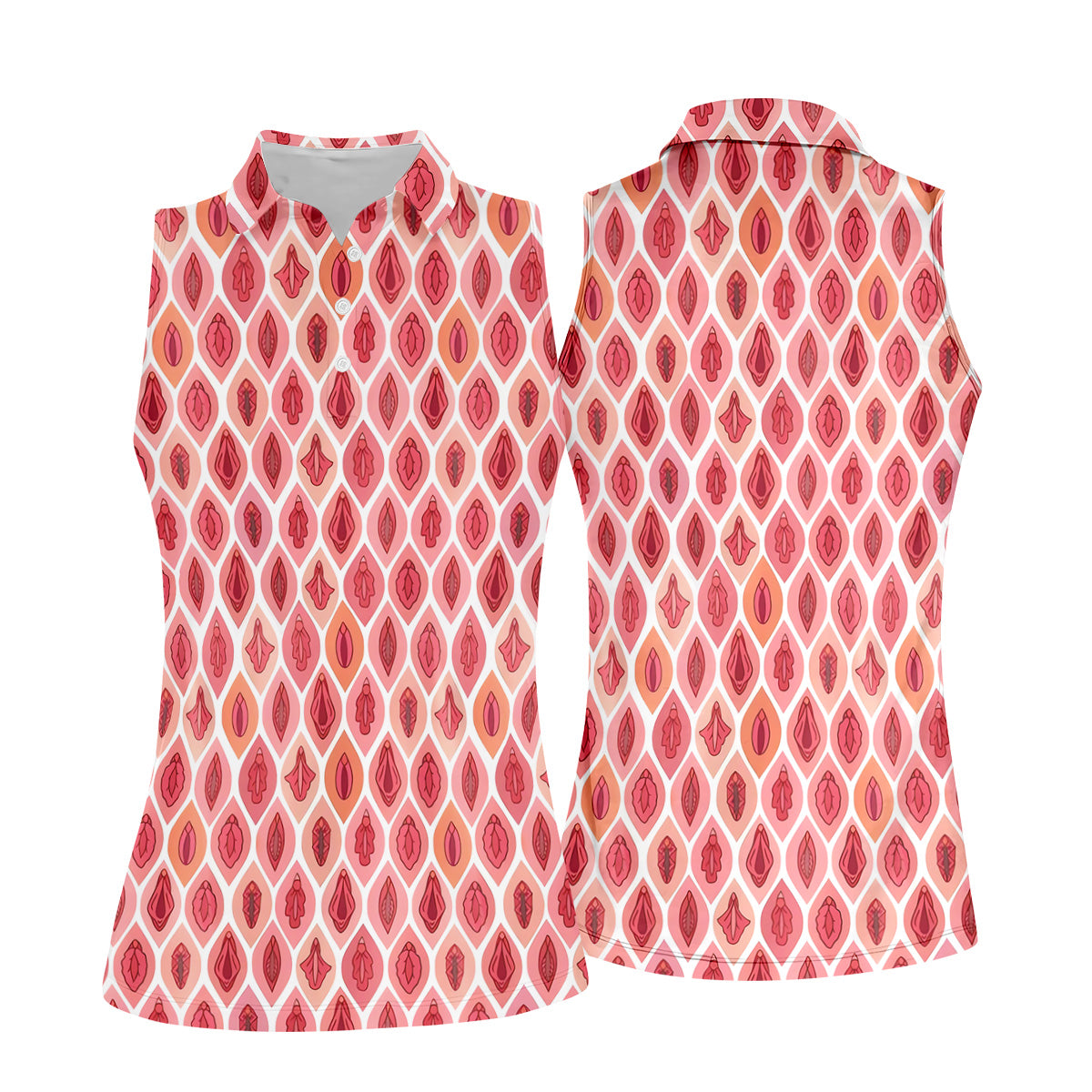 Funny Geometric Pink Golf Shirt, Women Golf Top, Ladies Sleeveless Tops, Women's Golf Shirts